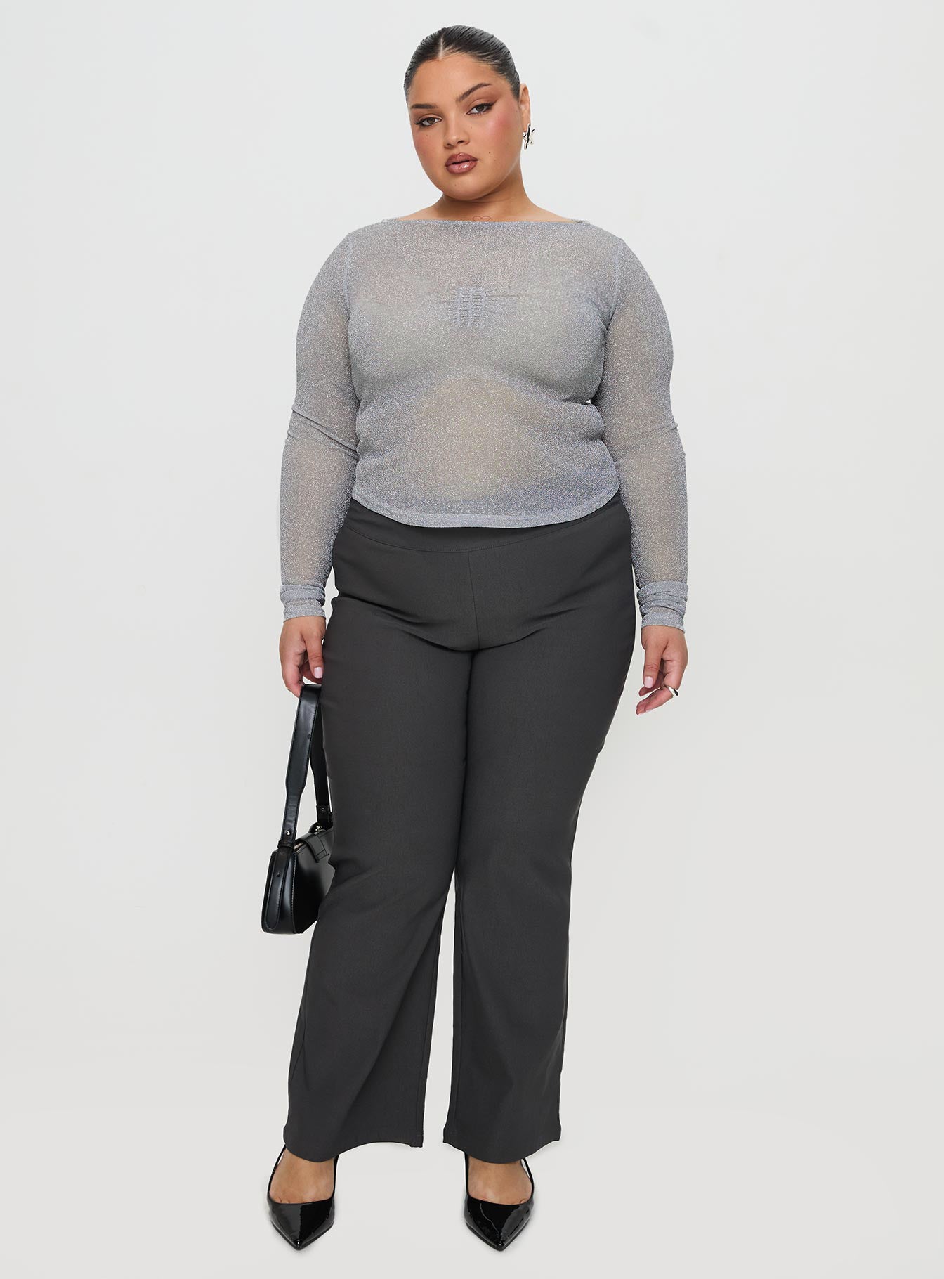 Crystal Clear Long Sleeve Mesh Top Silver-Vipp Girl