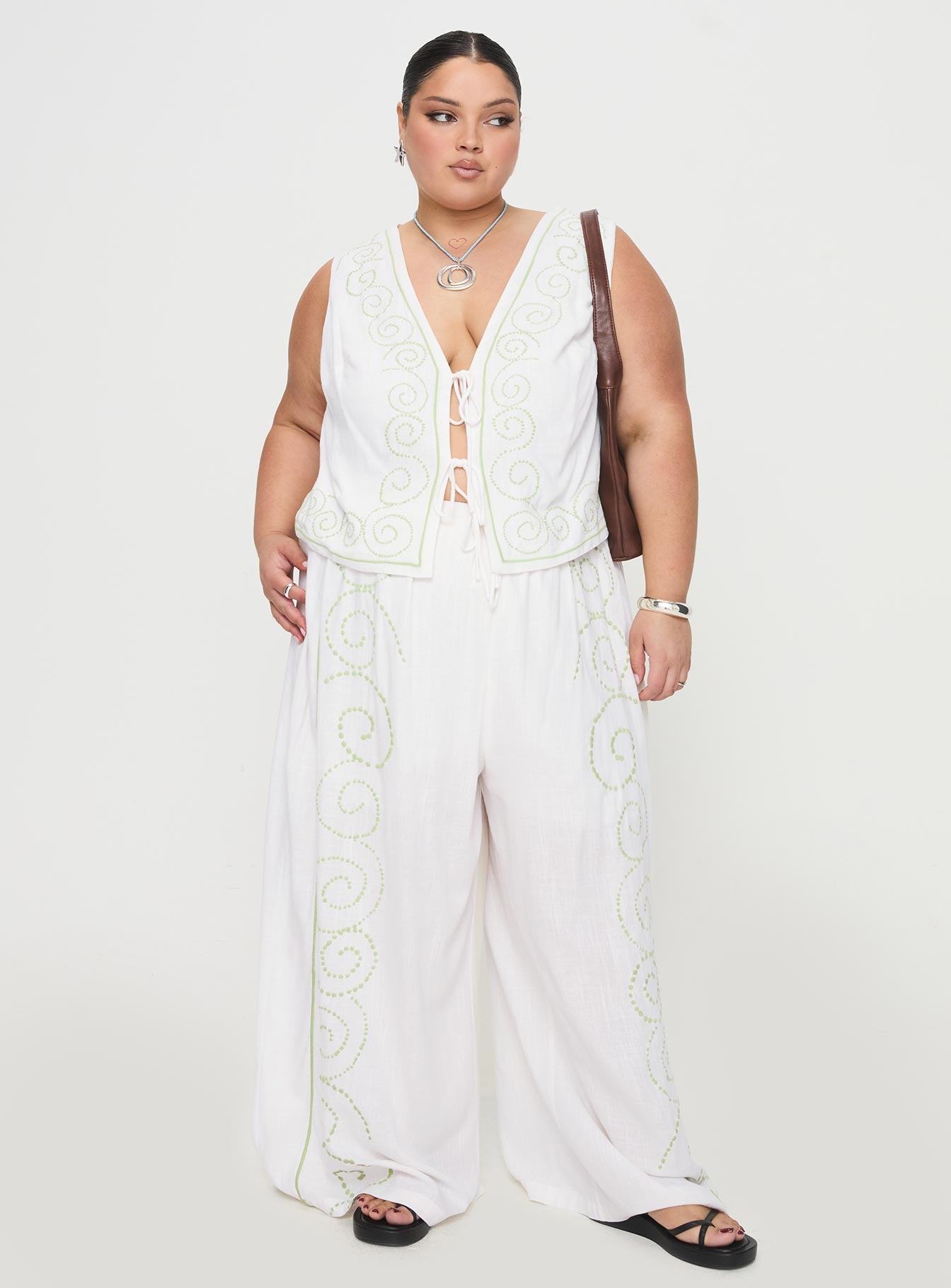 Kindred Pants White / Green Curve-Vipp Girl