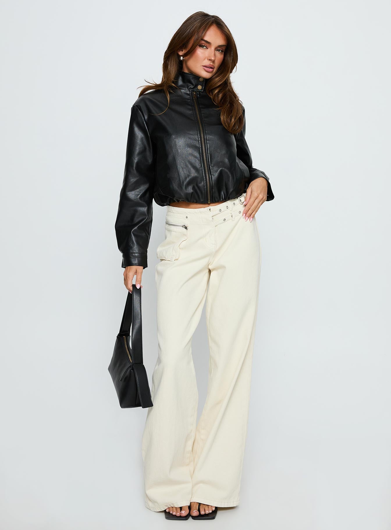 Monay Faux Leather Jacket Black-Vipp Girl