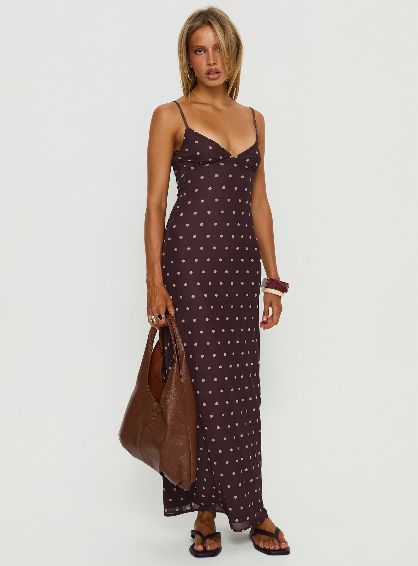 Glass Half Full Mesh Maxi Dress Plum / Pink Polka Dot-Vipp Girl
