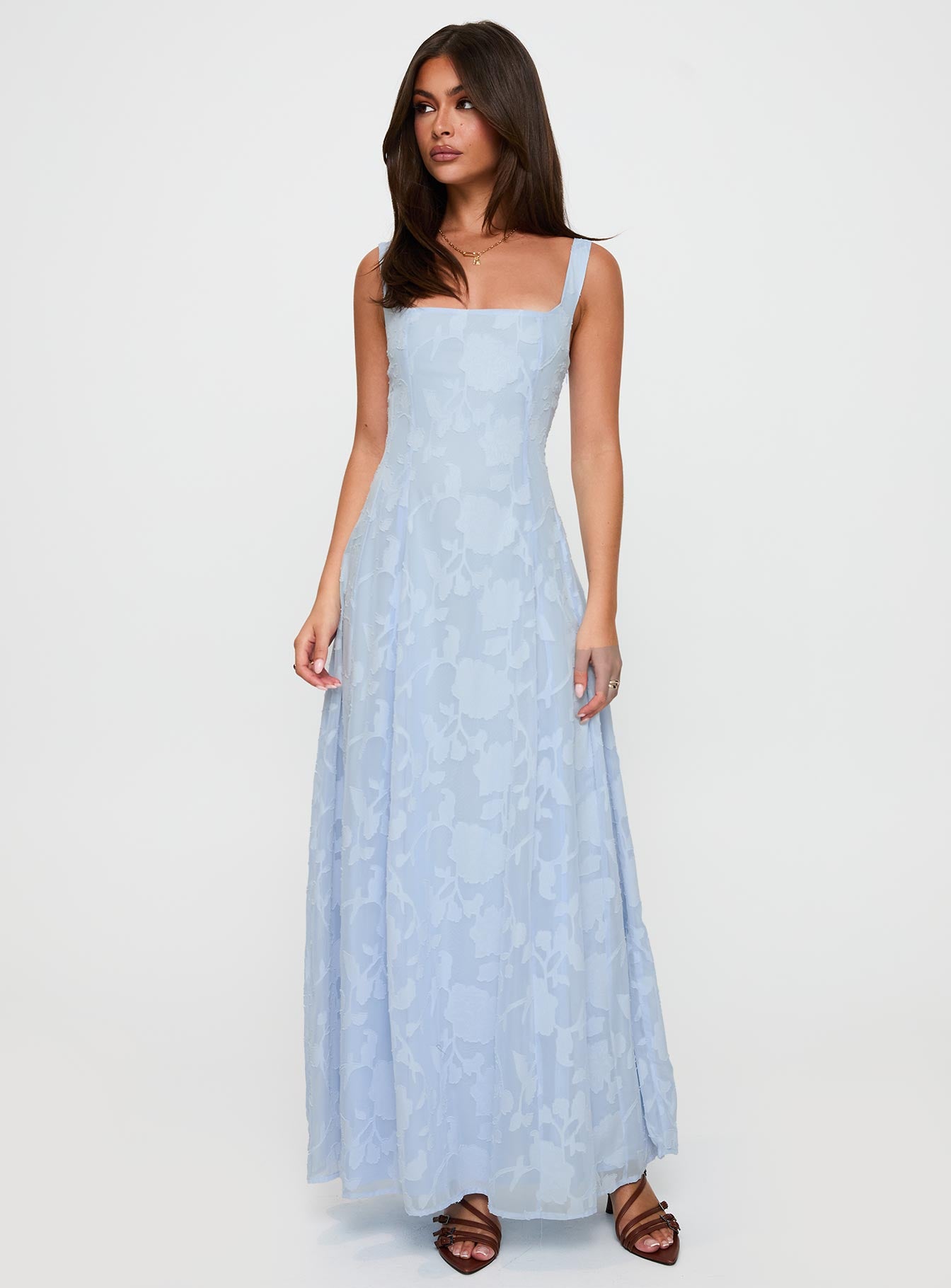 Margaux Burnout Maxi Dress Blue-Vipp Girl