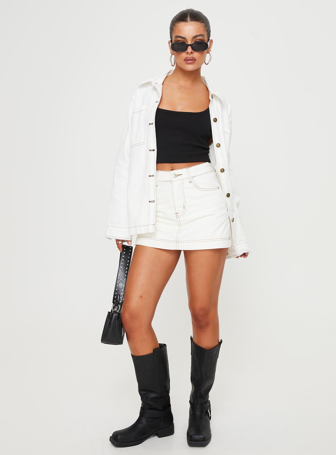 Katlynne Denim Mini Skort White-Vipp Girl