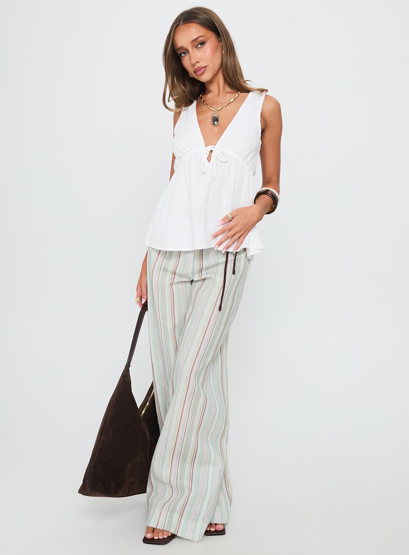 Dianna Babydoll Cami Top White-Vipp Girl