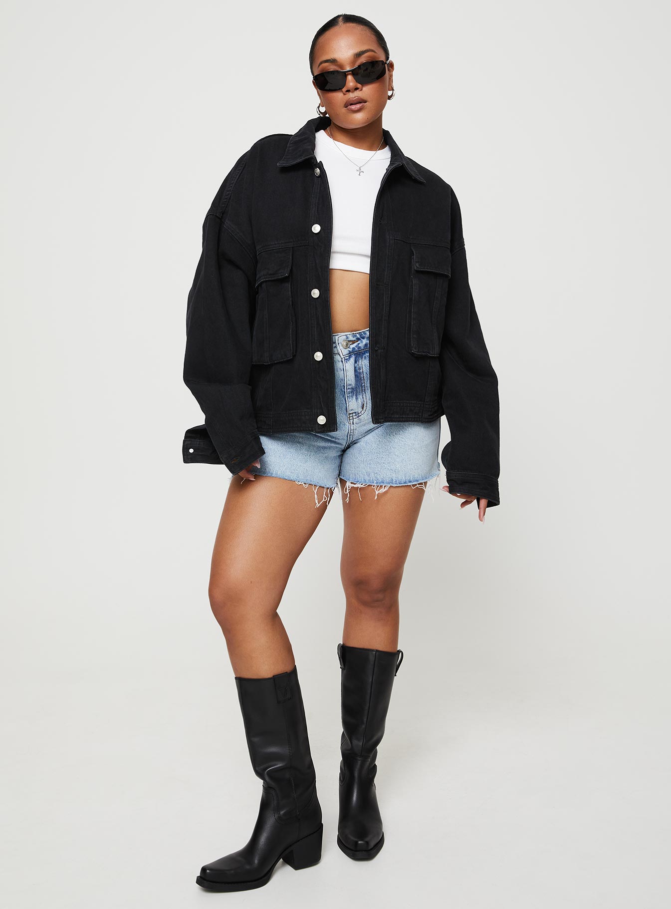 Kier Oversized Jacket Denim Black-Vipp Girl
