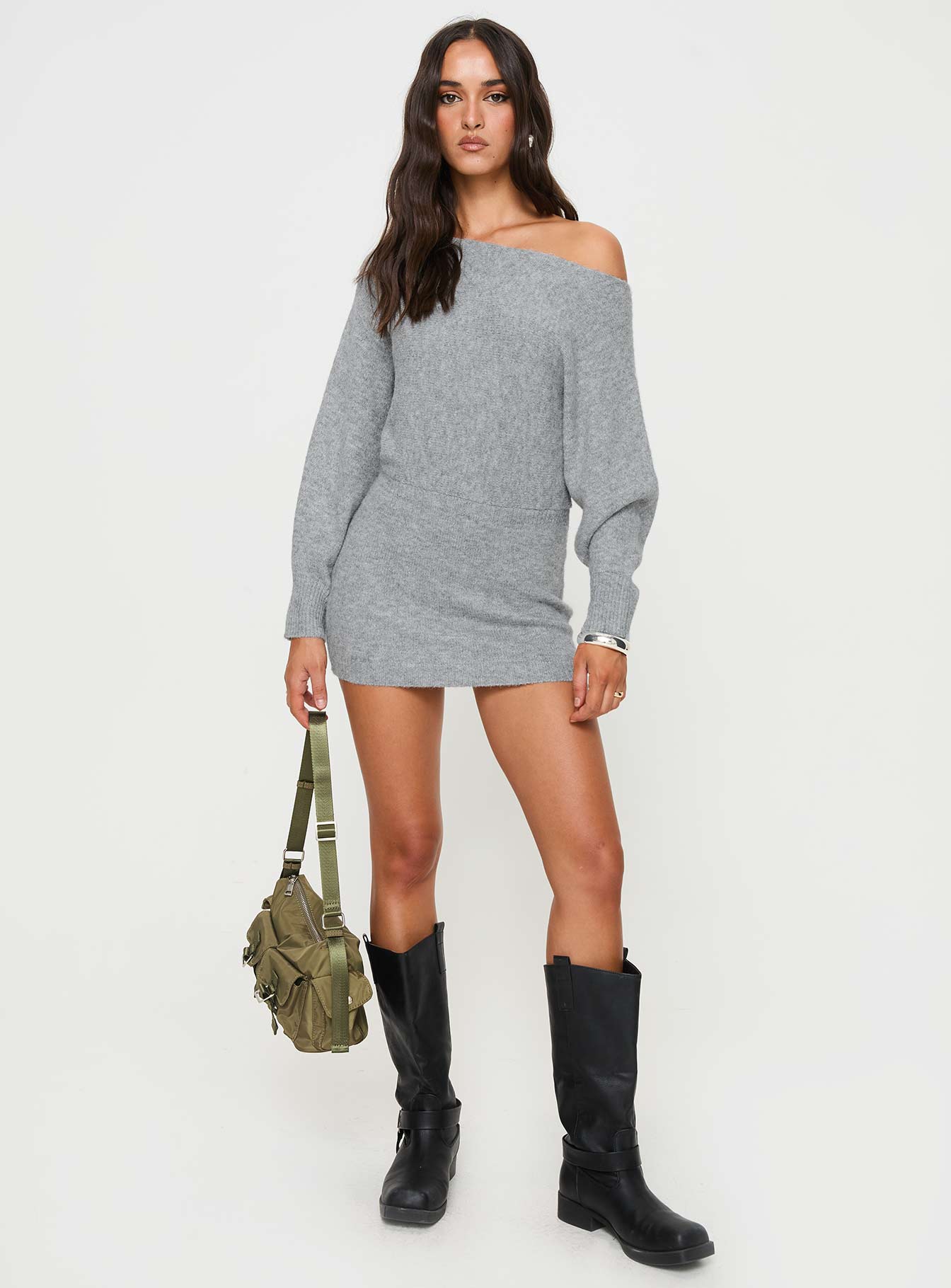 Peregrine Cold Shoulder Mini Dress Grey-Vipp Girl