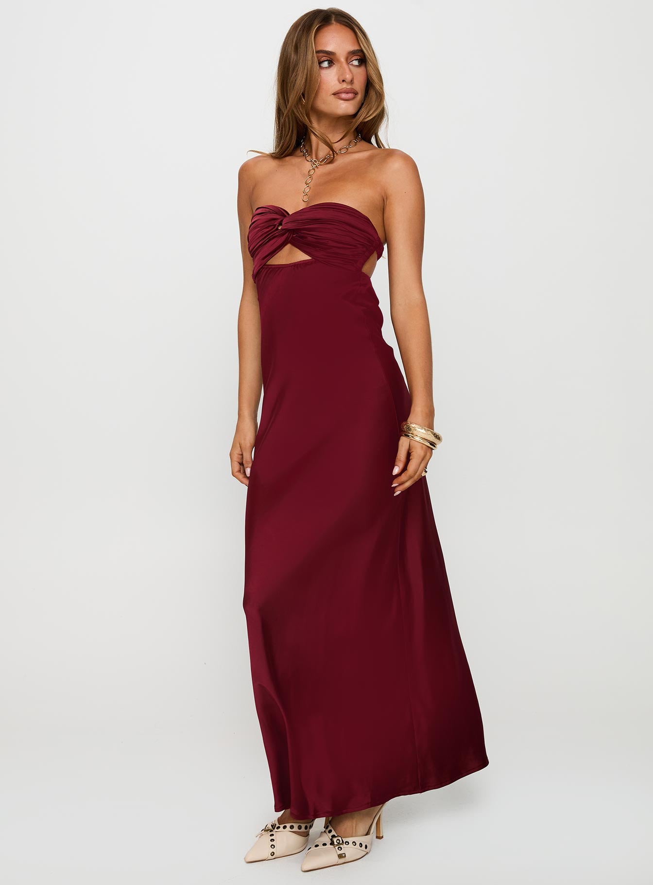 Faviola Strapless Maxi Dress Burgundy-Vipp Girl