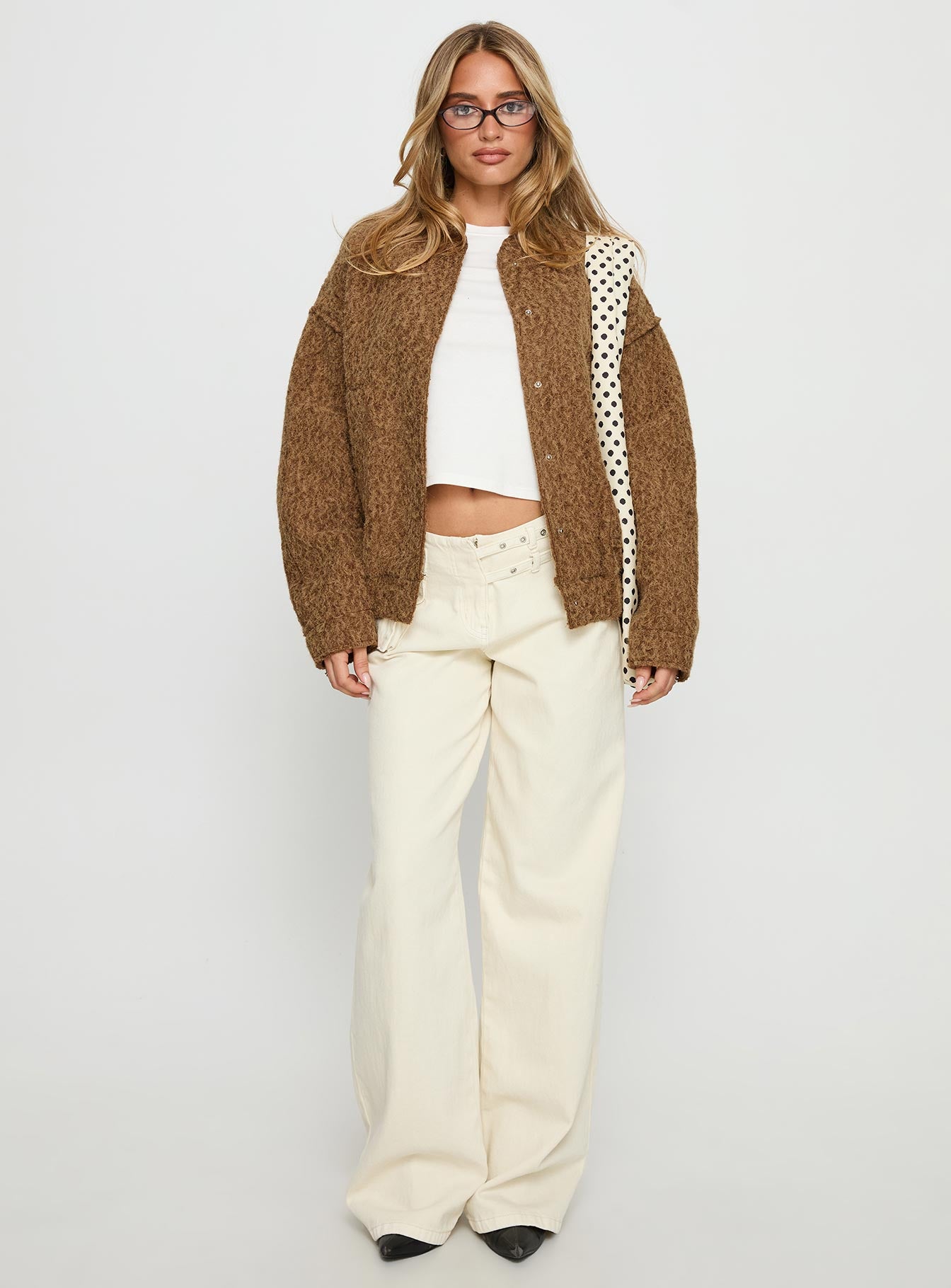 Kemberly Soft Textured Bomber Jacket Brown-Vipp Girl