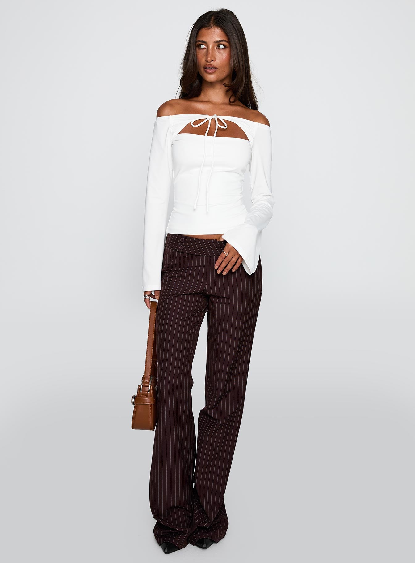Kinkirk Flared Pants Brown Pinstripe-Vipp Girl