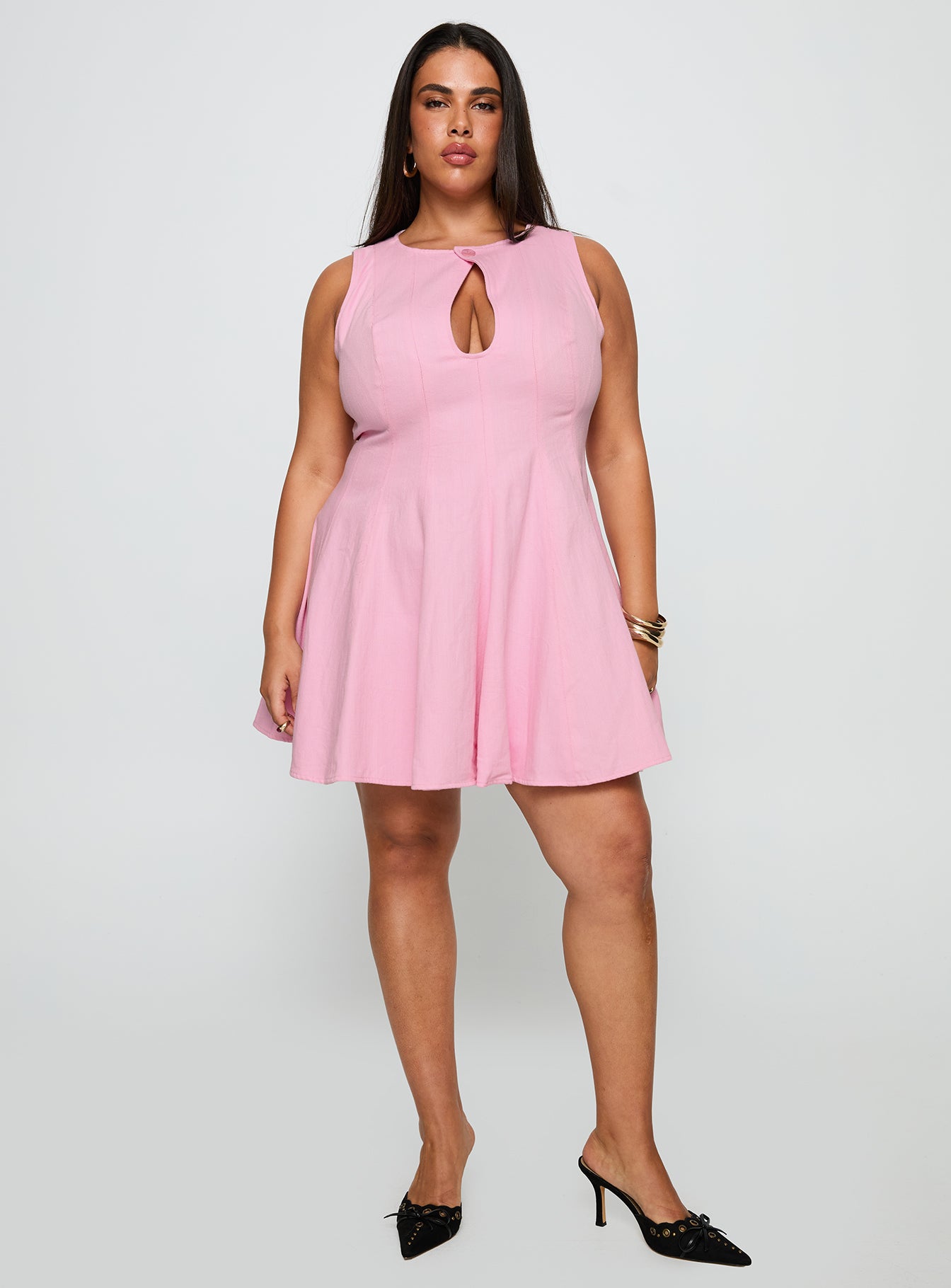 Precedence Keyhole Mini Dress Pink Curve-Vipp Girl