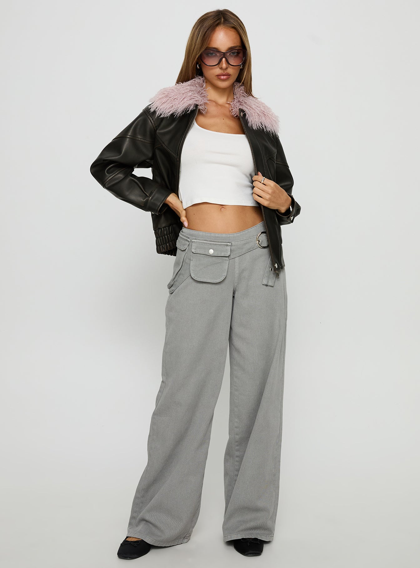 Brittanni Fluffy Collar Jacket Brown / Pink-Vipp Girl