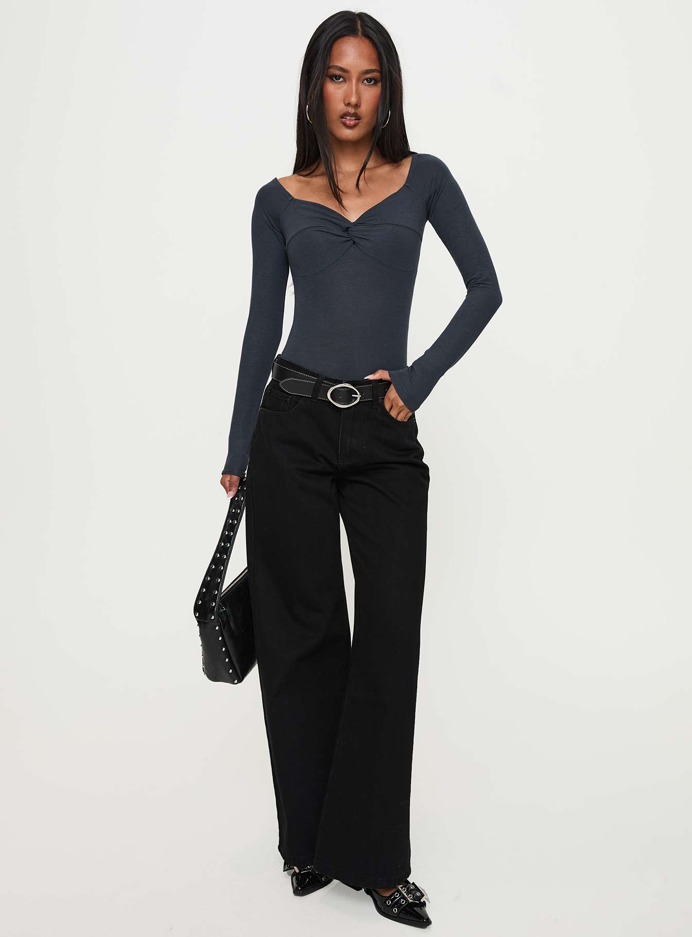 Colemane Mid Rise Wide Leg Jeans Black-Vipp Girl