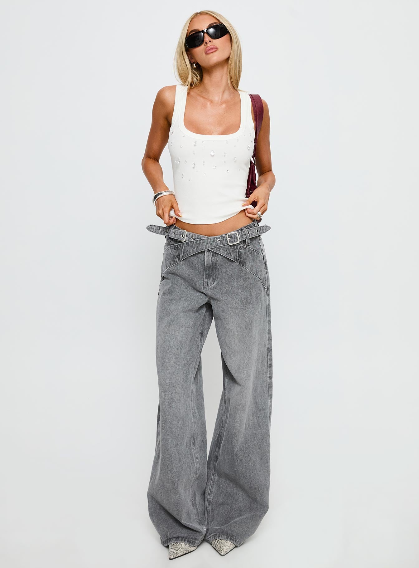 Diviana Droplet Rib Tank Top White-Vipp Girl