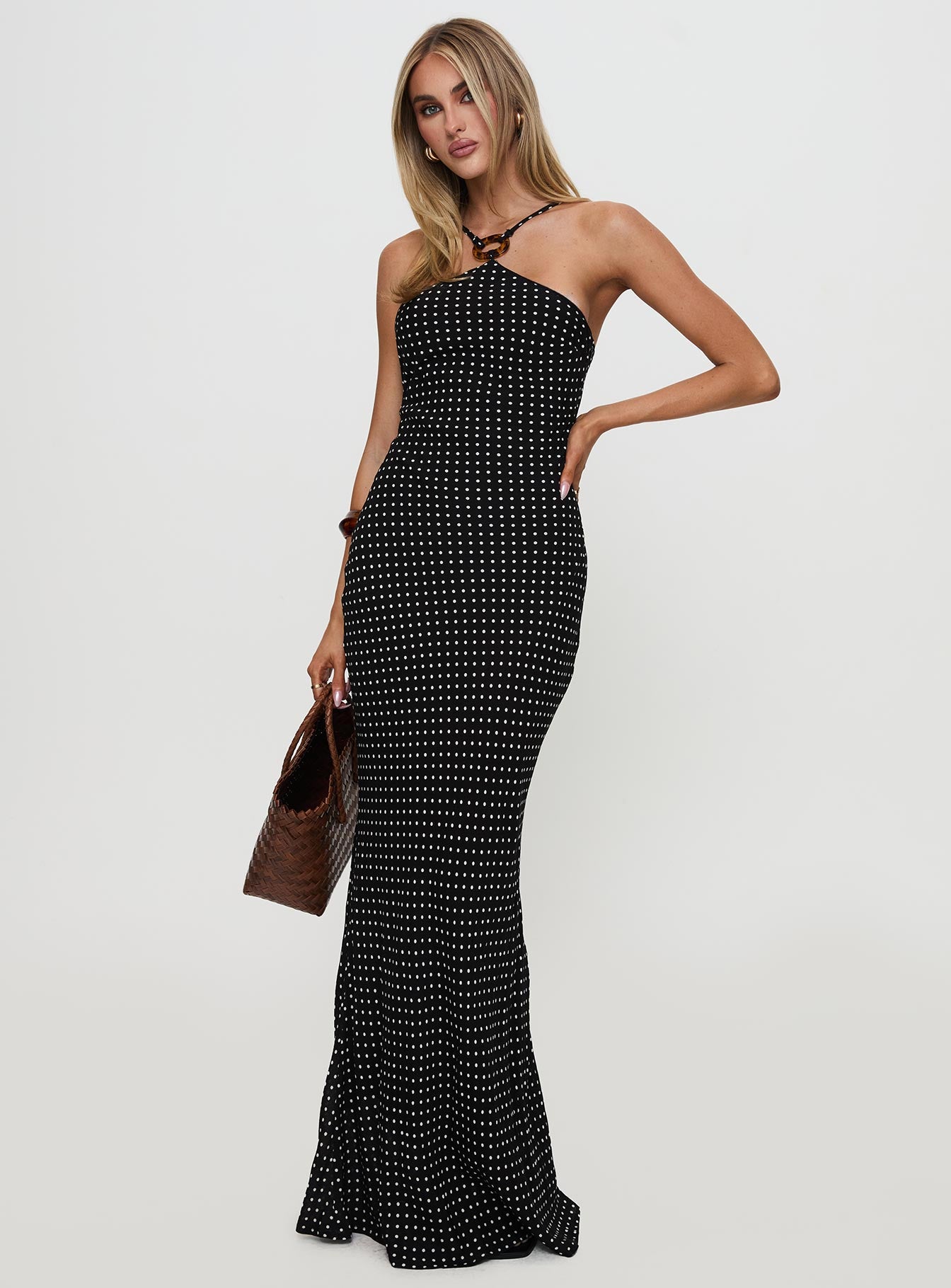 Evyn Halter Maxi Dress Polka Dot-Vipp Girl