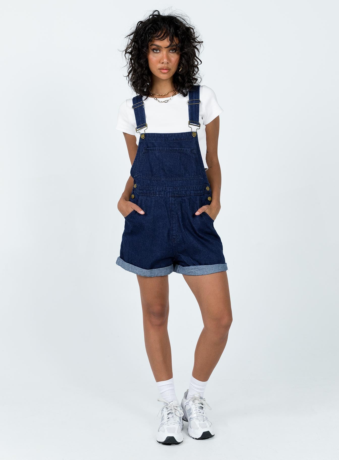 Kacey Short Overalls Dark Wash Denim-Vipp Girl