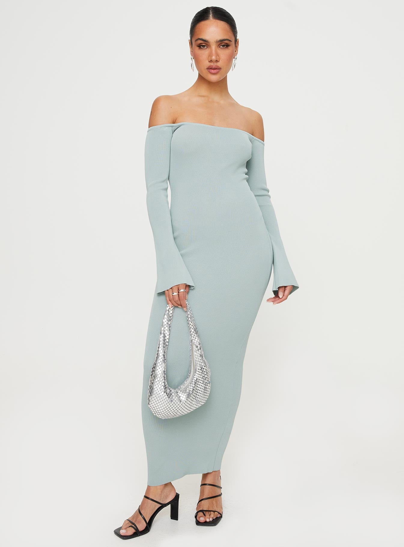 Parisa Off The Shoulder Maxi Dress Grey Marle-Vipp Girl