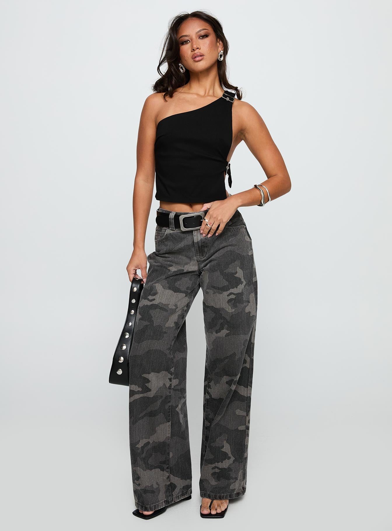 Big Talk Mid Rise Straight Leg Jeans Grey Washed Camo-Vipp Girl
