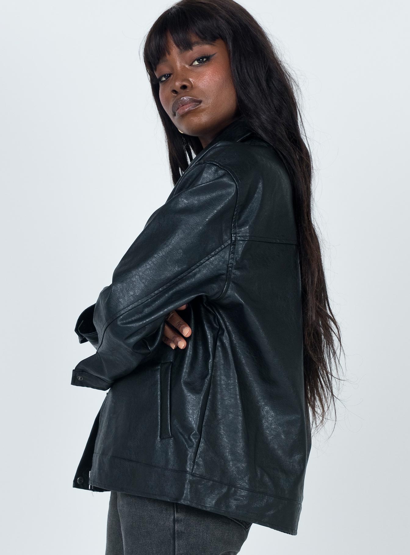 Callie Faux Leather Jacket Black-Vipp Girl