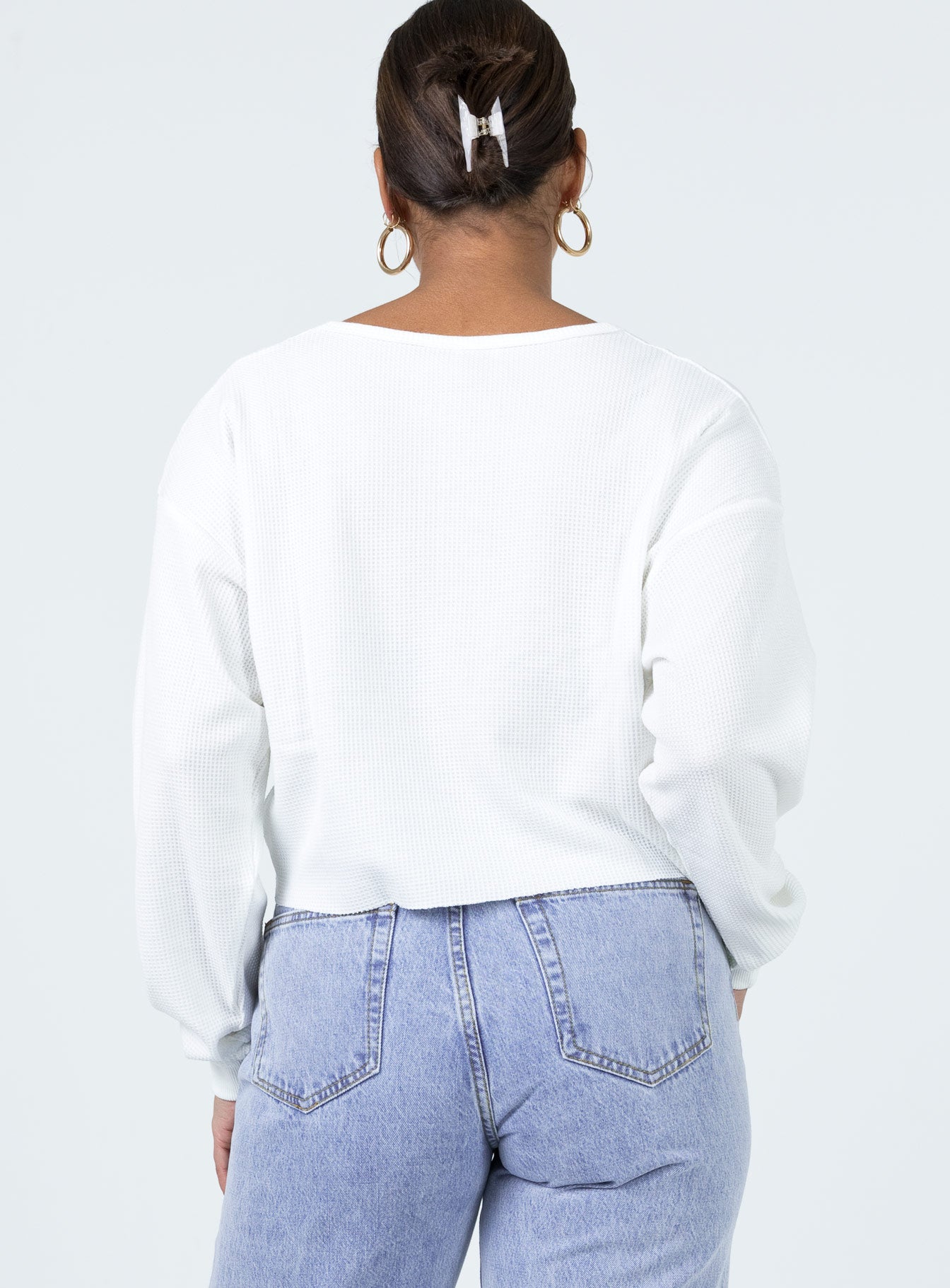 Mia Cropped Henley White-Vipp Girl