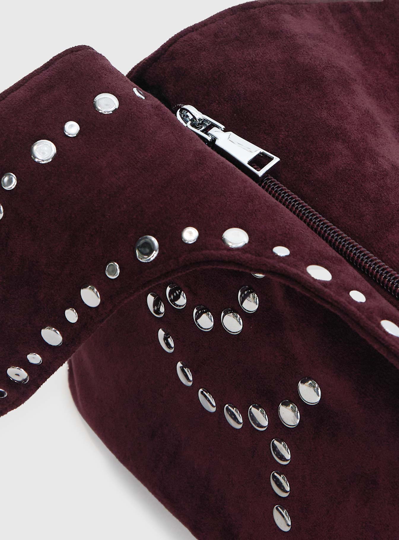 Lemoni Faux Suede Stud Bag Burgundy-Vipp Girl
