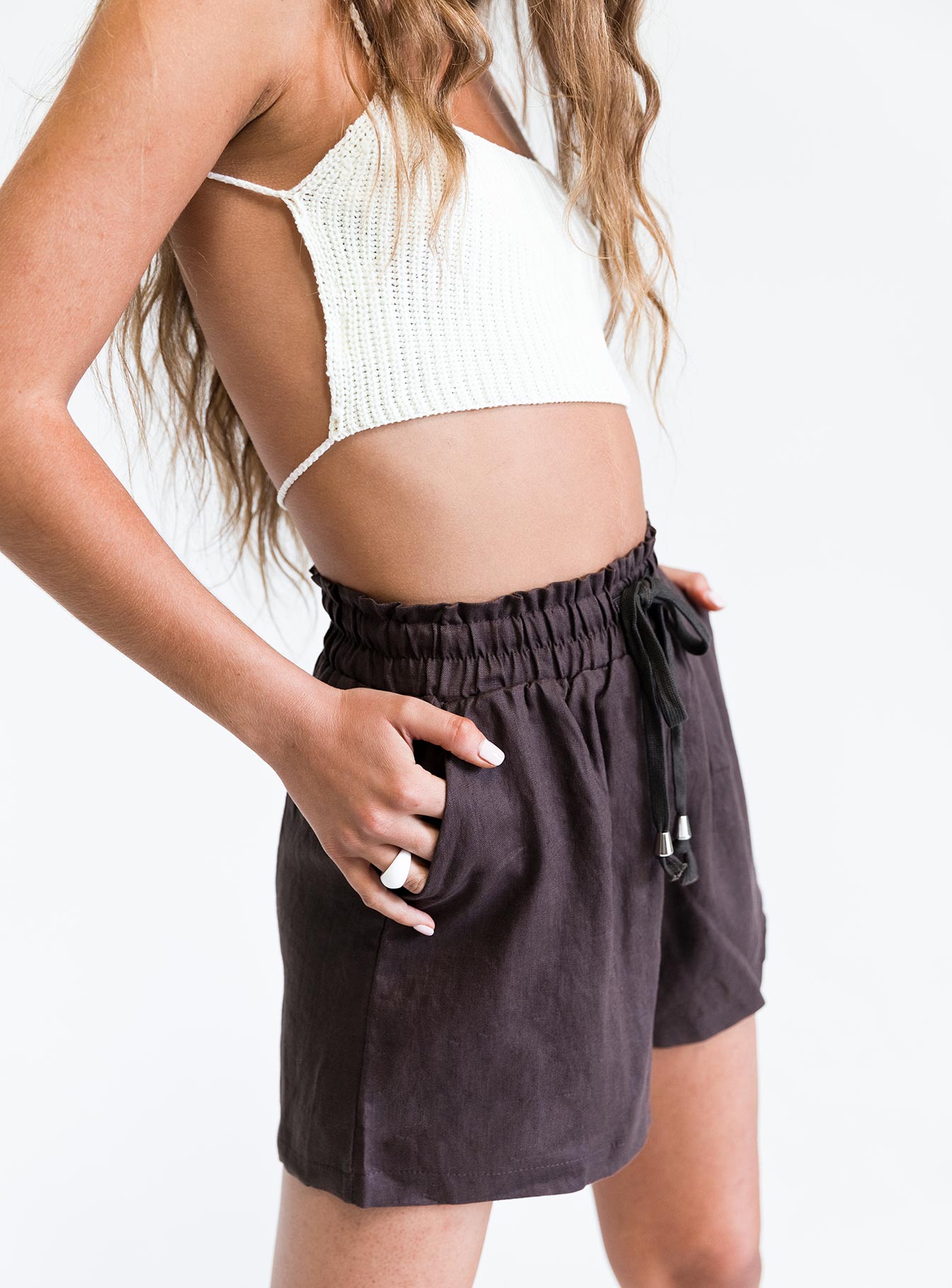 Mary Linen Shorts Brown-Vipp Girl
