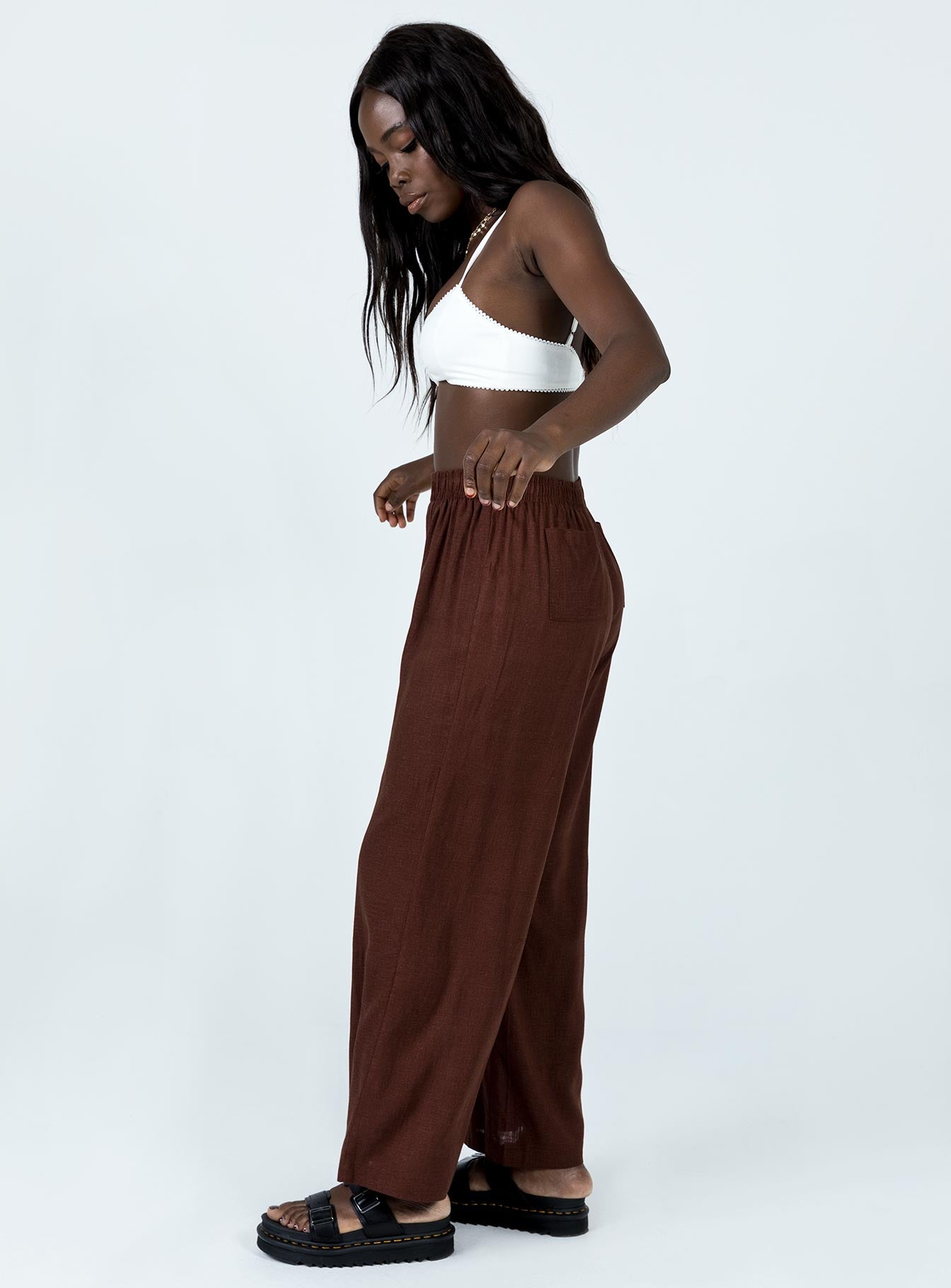 Louis Linen Blend Pants Brown-Vipp Girl