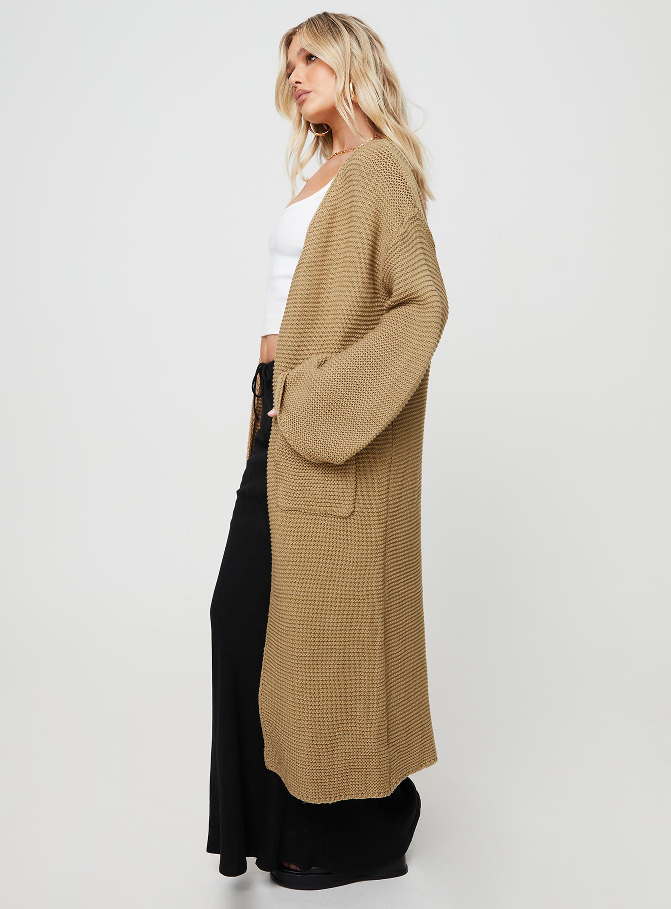 Finneas Longline Cardigan Beige-Vipp Girl