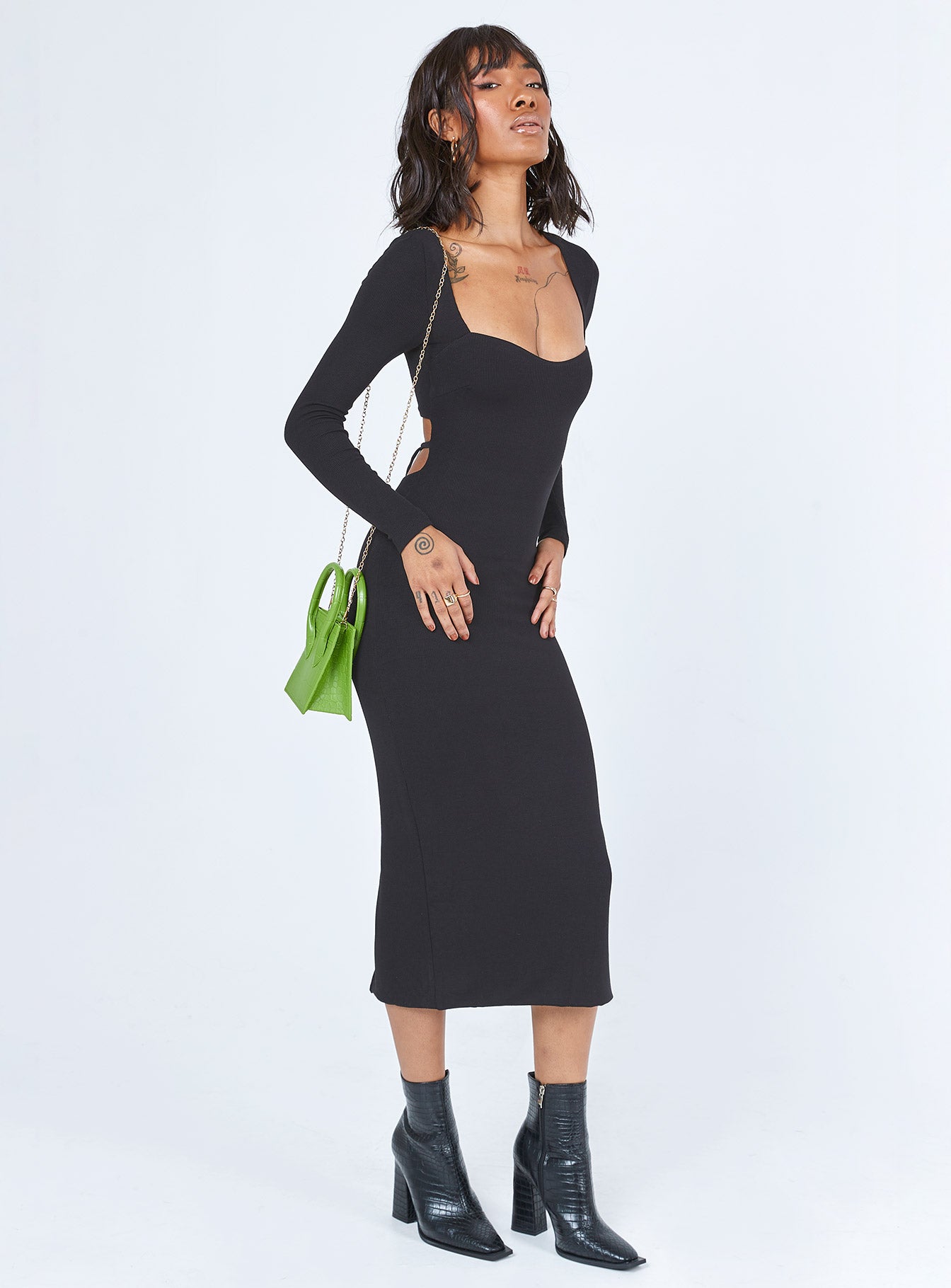 Nolan Midi Dress Black Tall-Vipp Girl