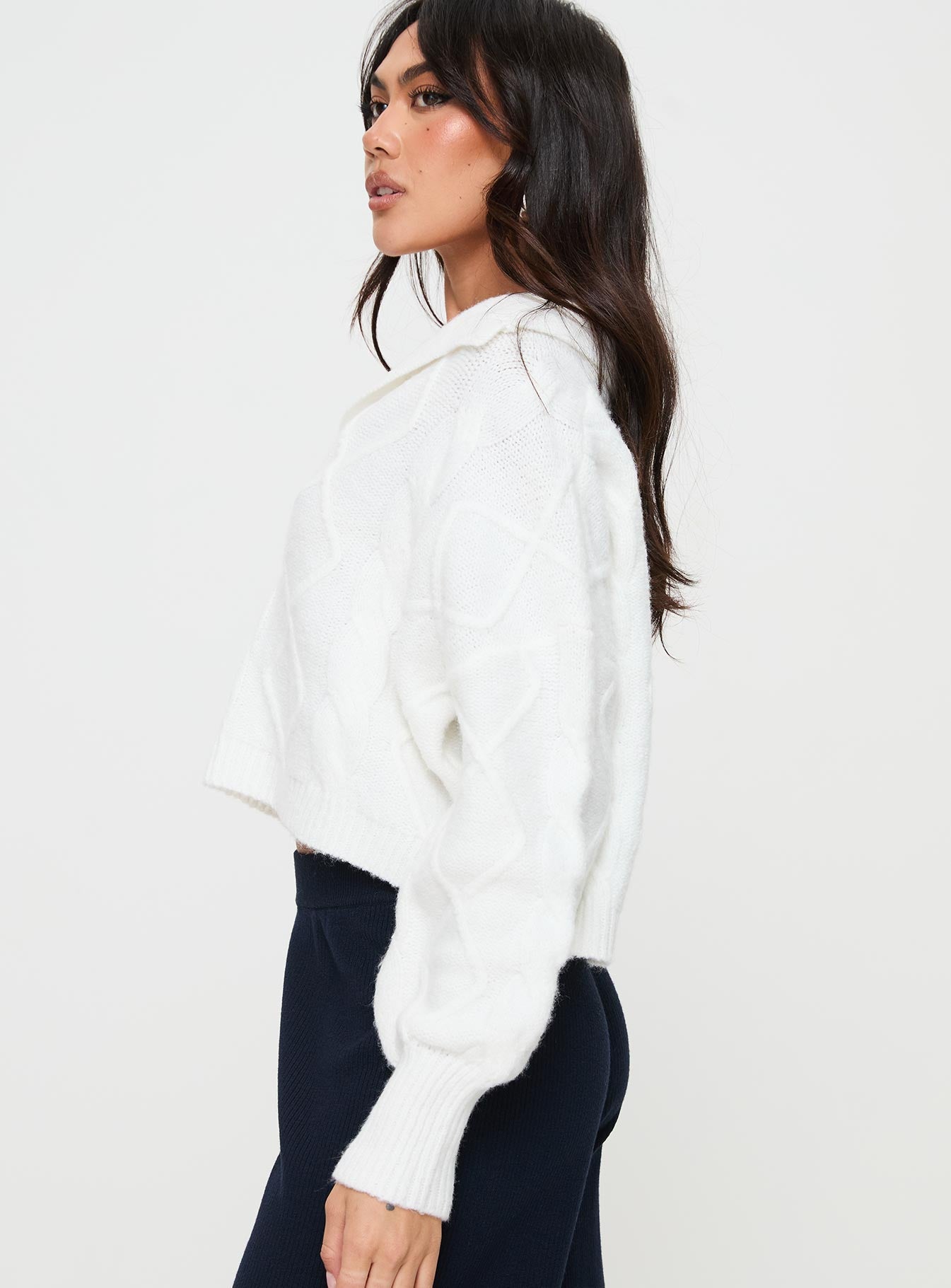 Ruthee Cable Knit Sweater Winter White-Vipp Girl
