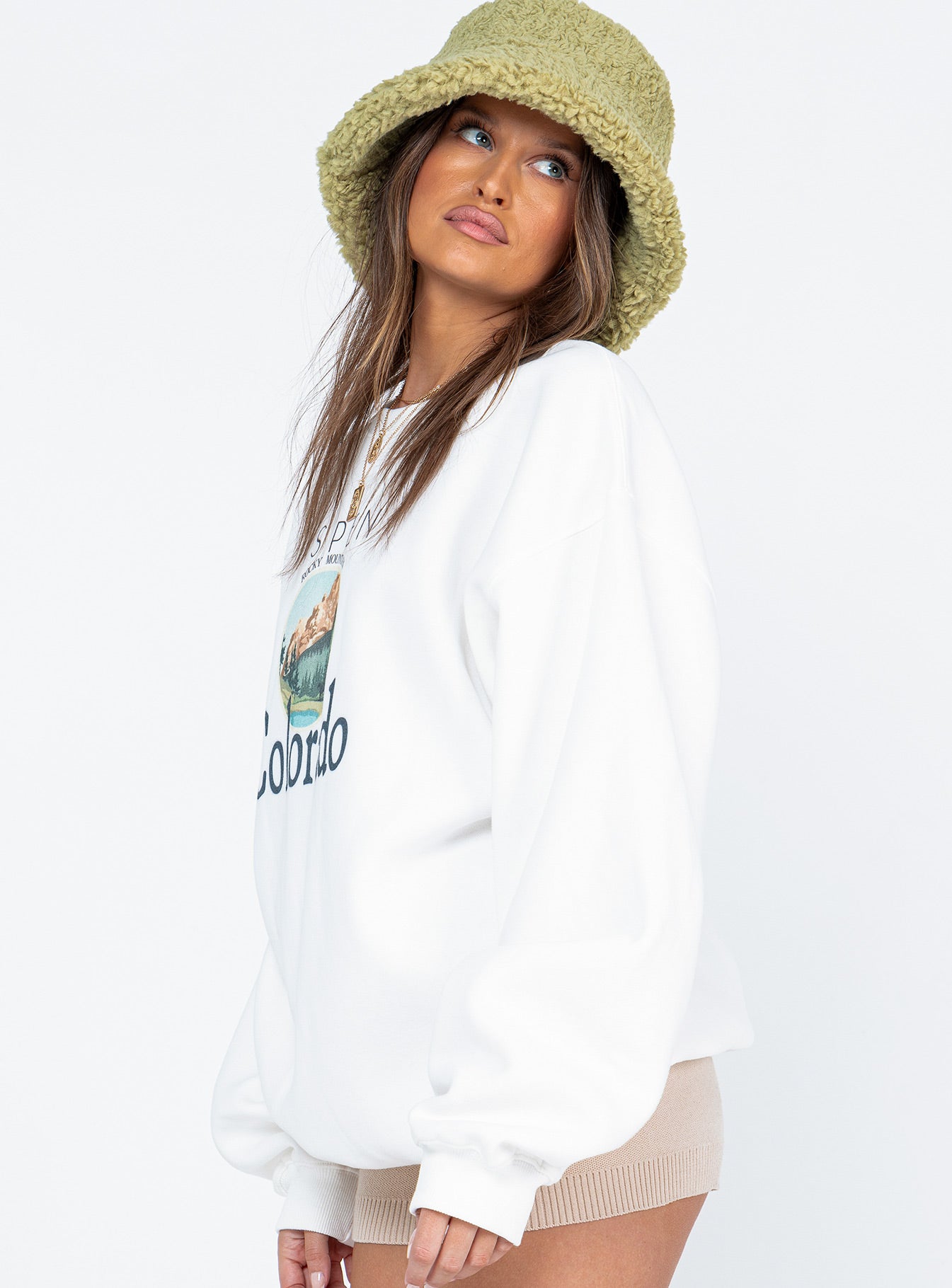Colorado Oversized Crewneck Sweatshirt White-Vipp Girl