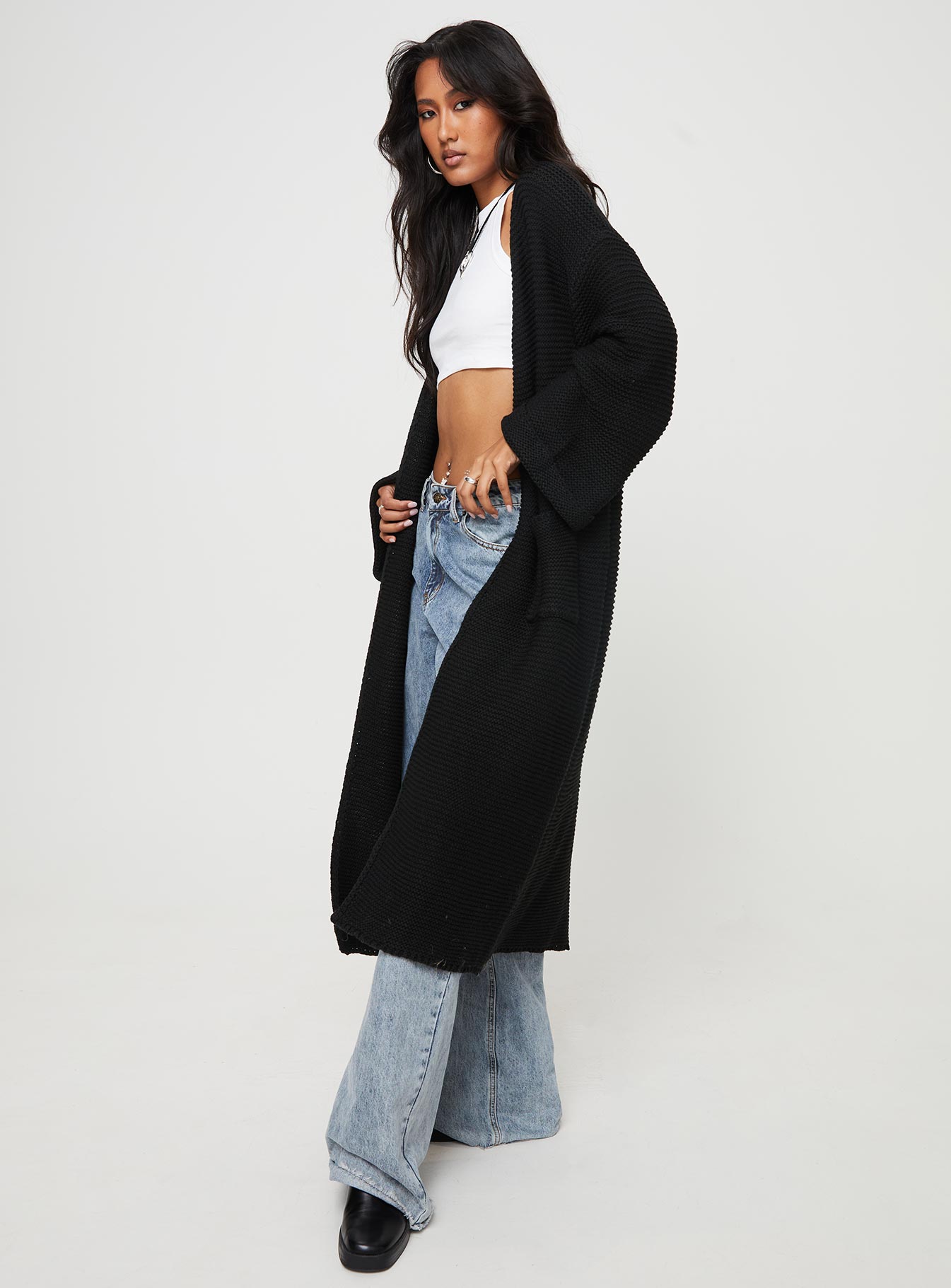 Finneas Longline Cardigan Black-Vipp Girl