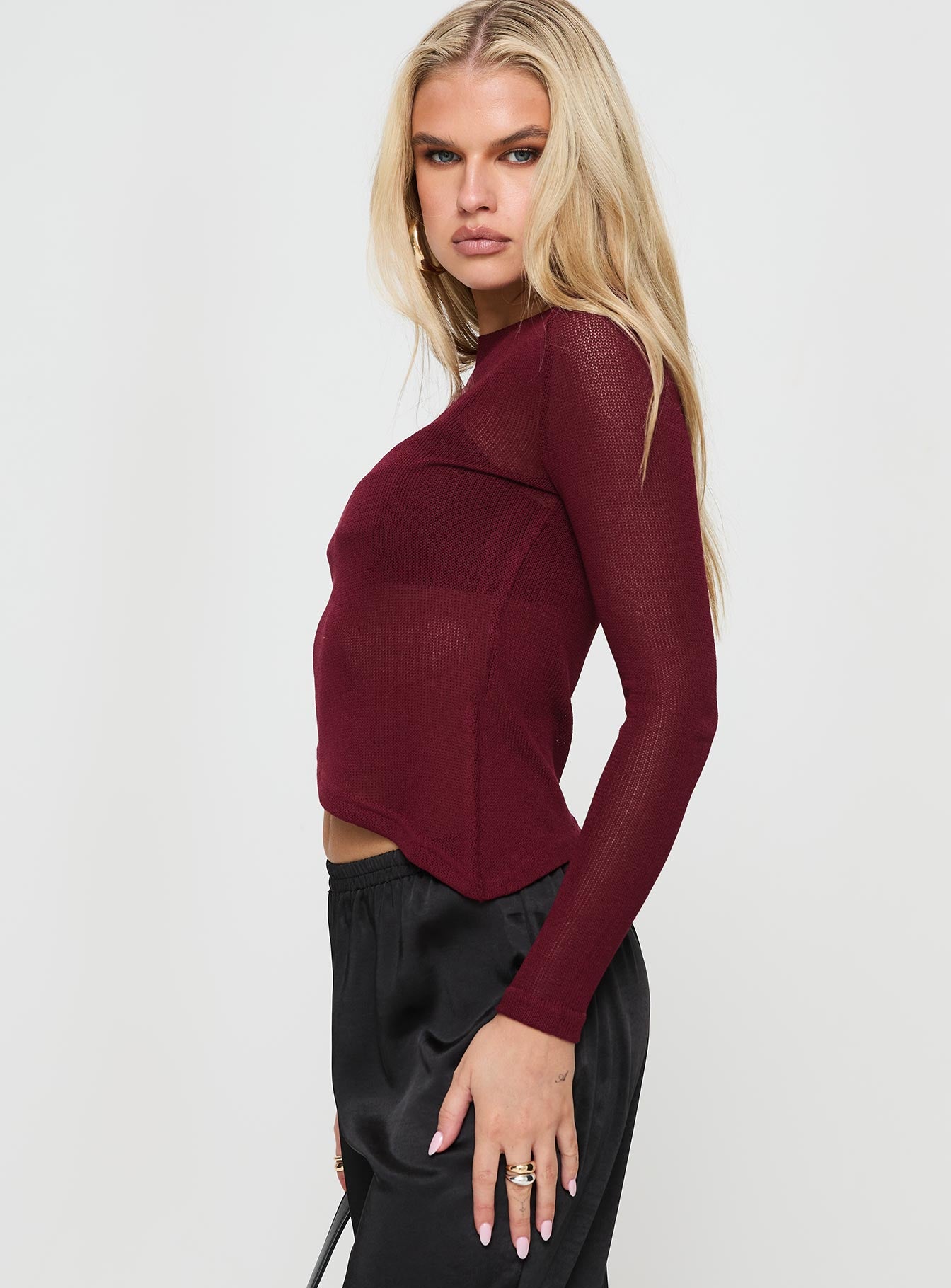 Pratt Long Sleeve Top Burgundy-Vipp Girl