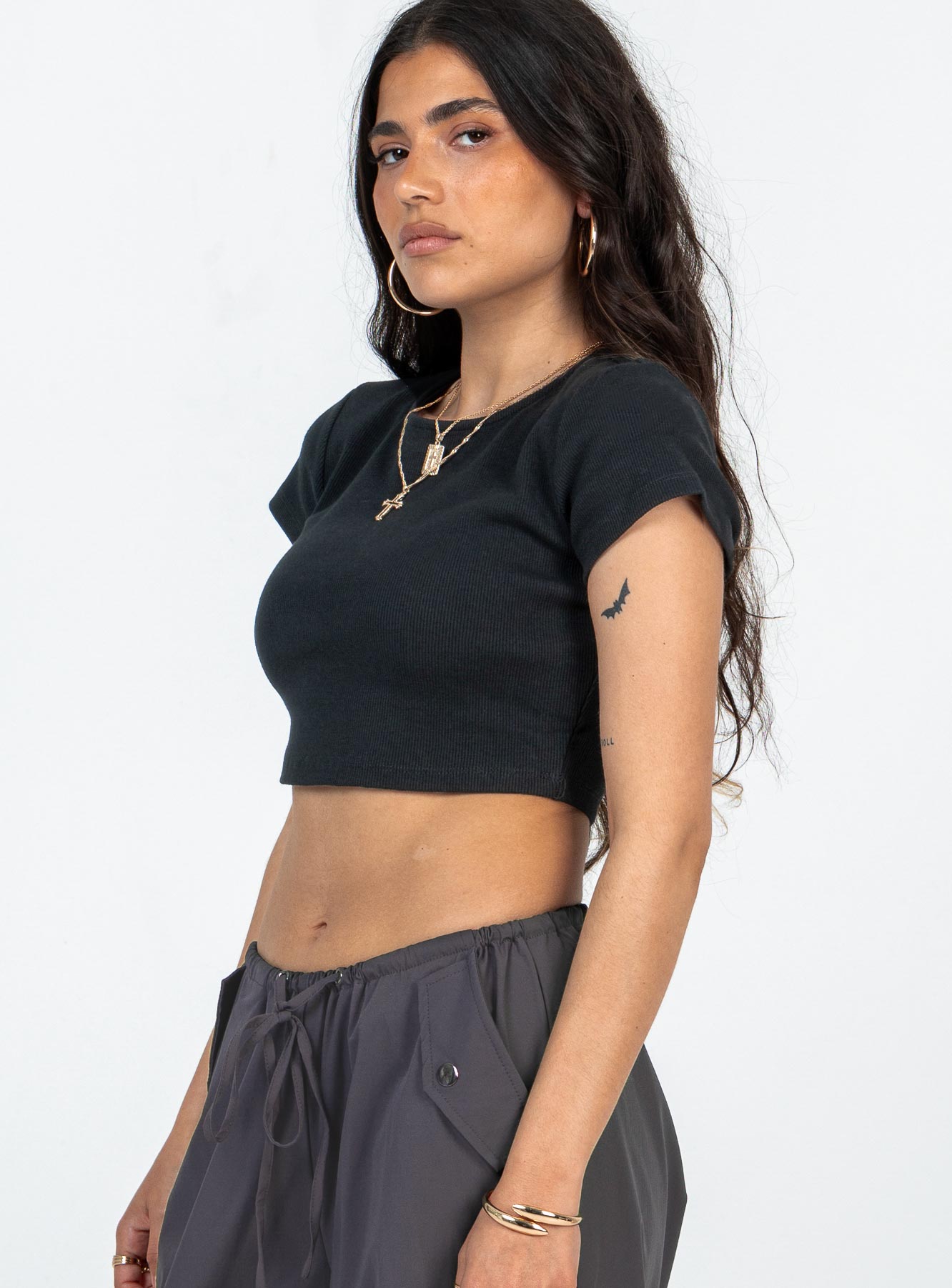 Classic Crop Tee Black Petite-Vipp Girl