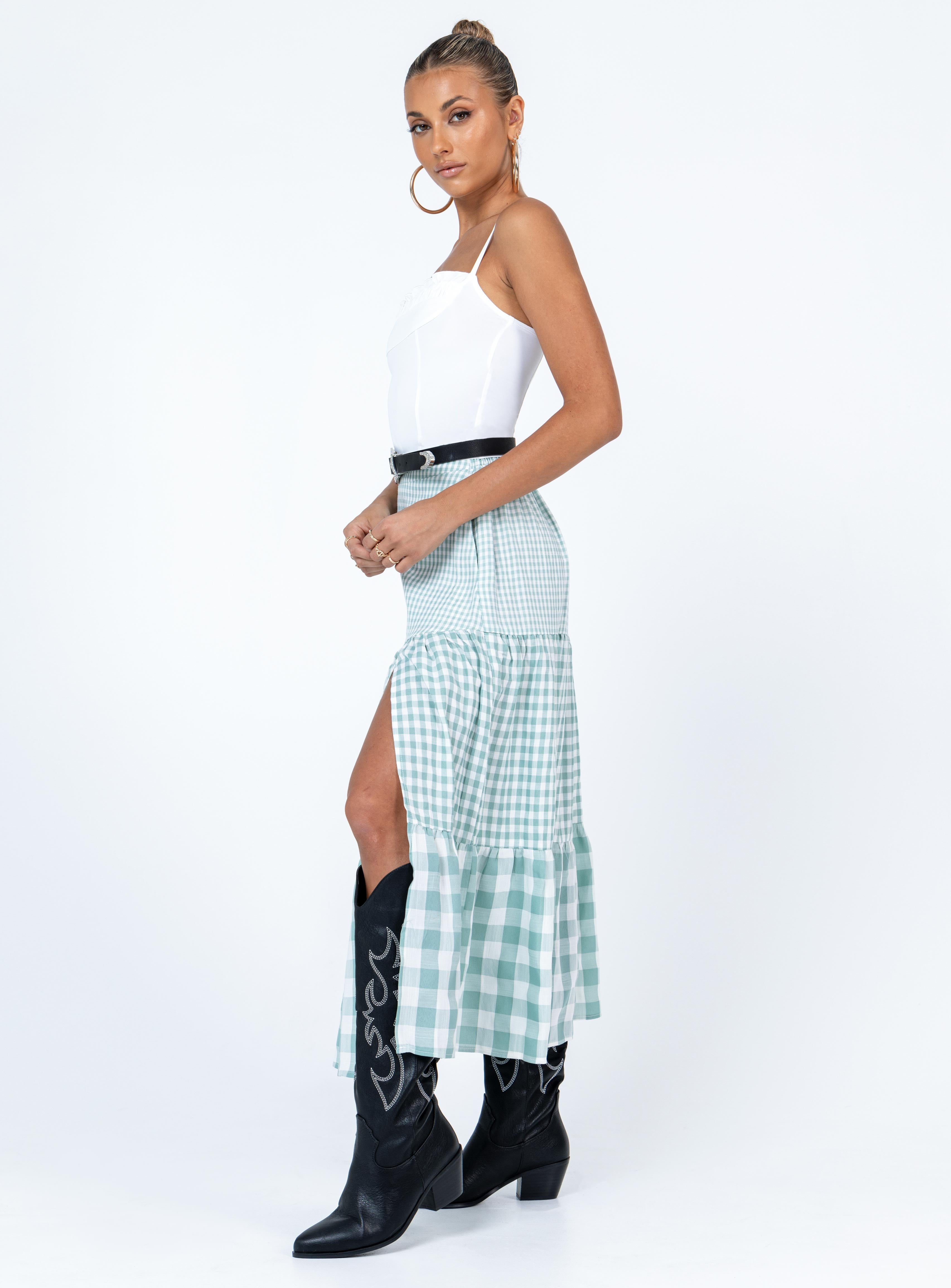 Noami Kate Midi Skirt Green-Vipp Girl