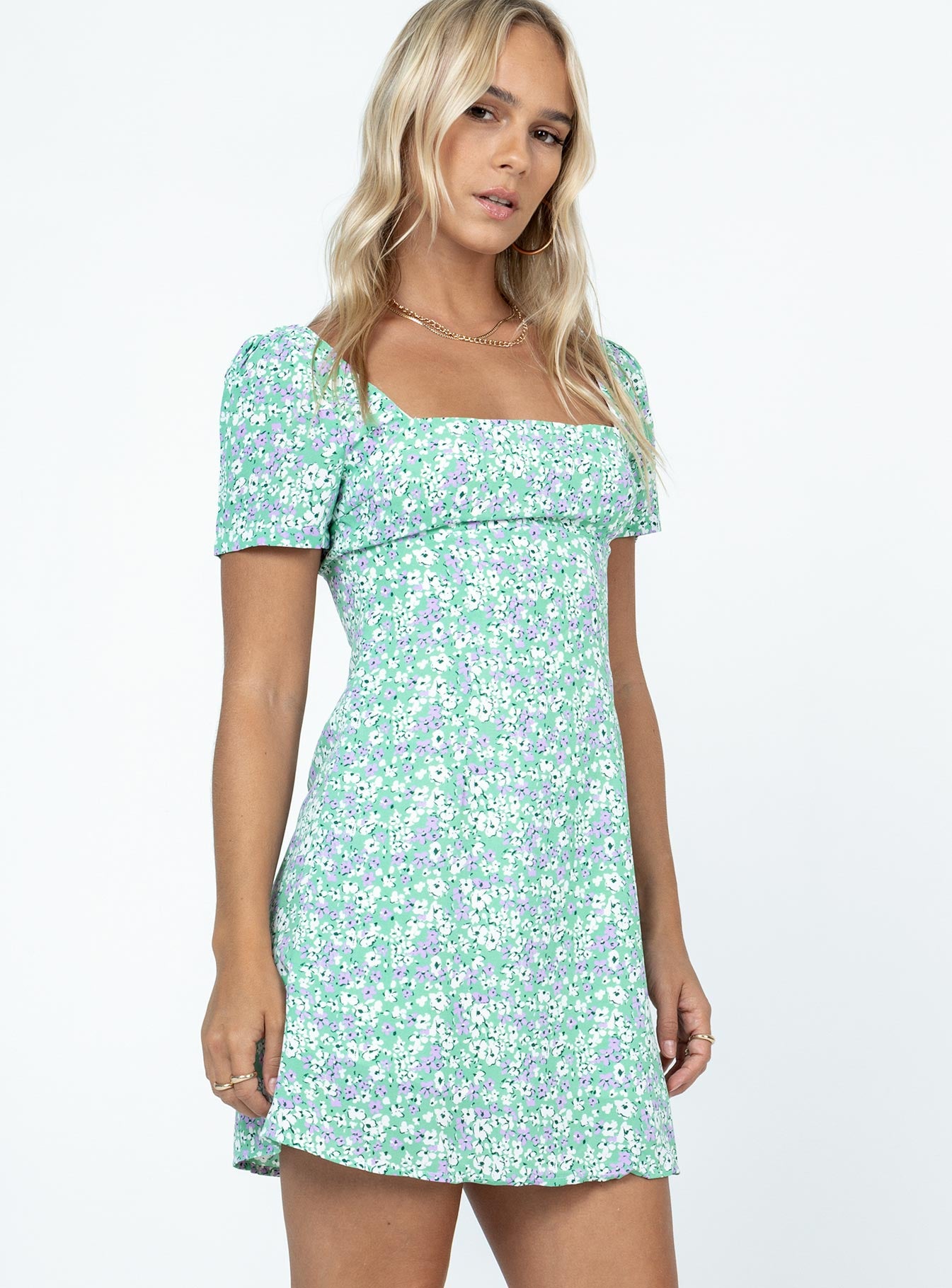Hastings Mini Dress Green Floral-Vipp Girl
