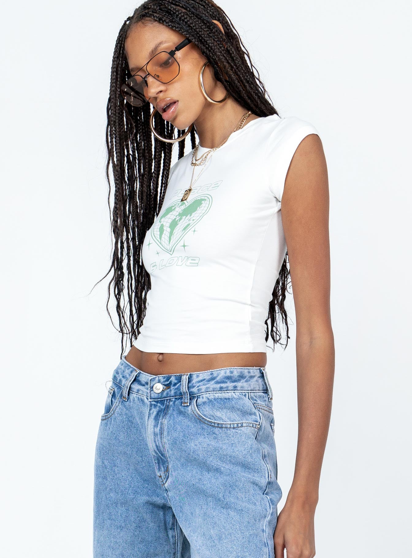 Peace and Love Longline Tee White-Vipp Girl