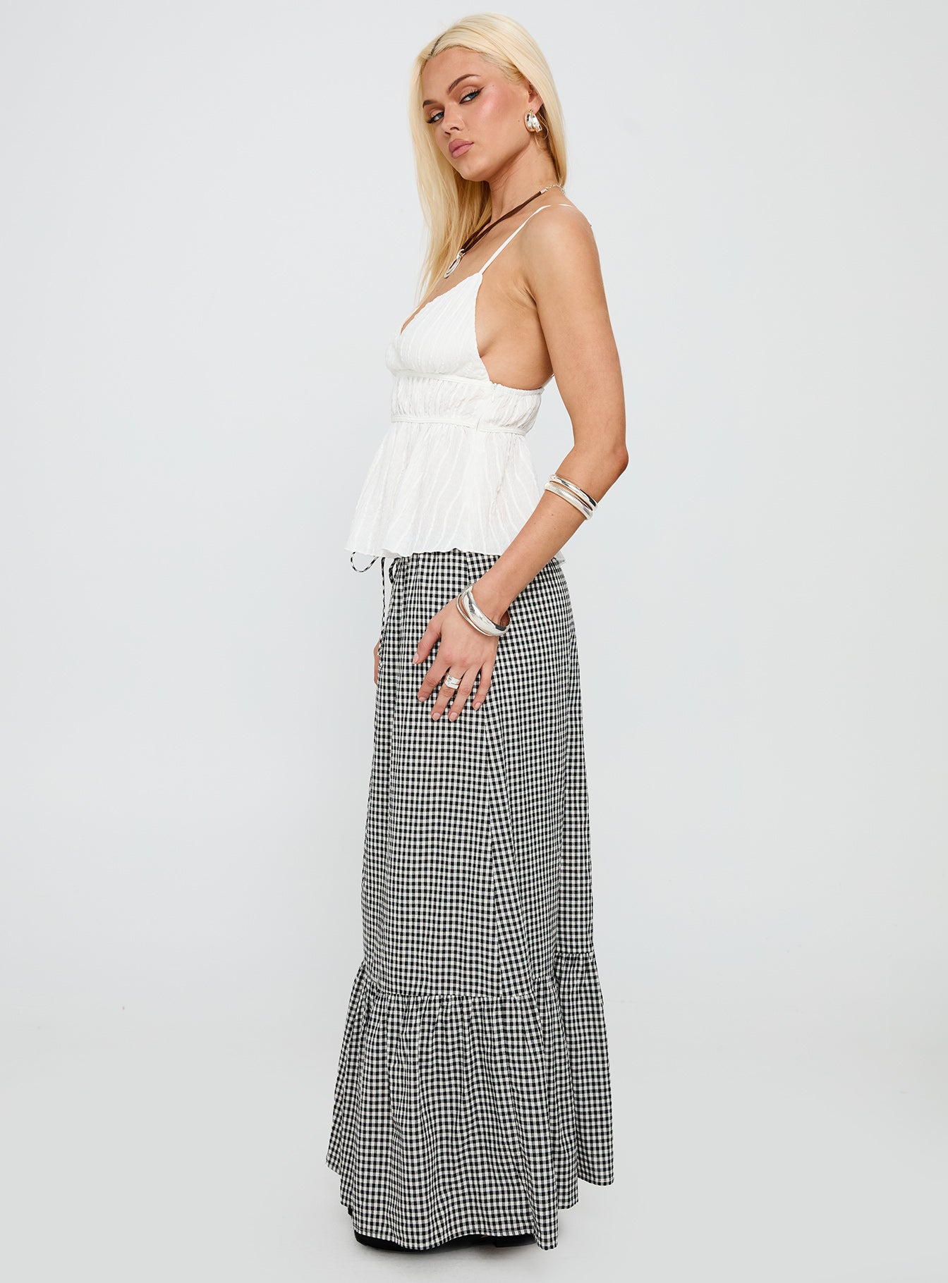 Modern Girl Maxi Skirt Black / White Gingham-Vipp Girl
