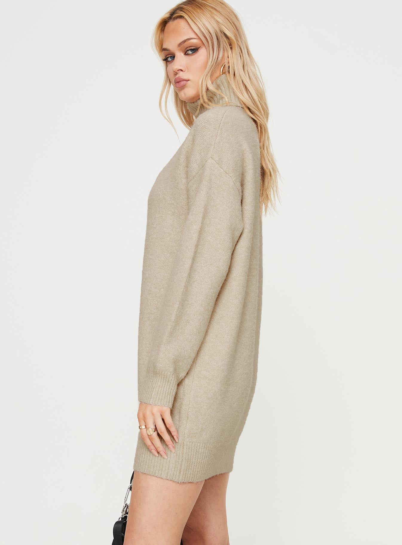 Oswin Knit Mini Dress Beige-Vipp Girl