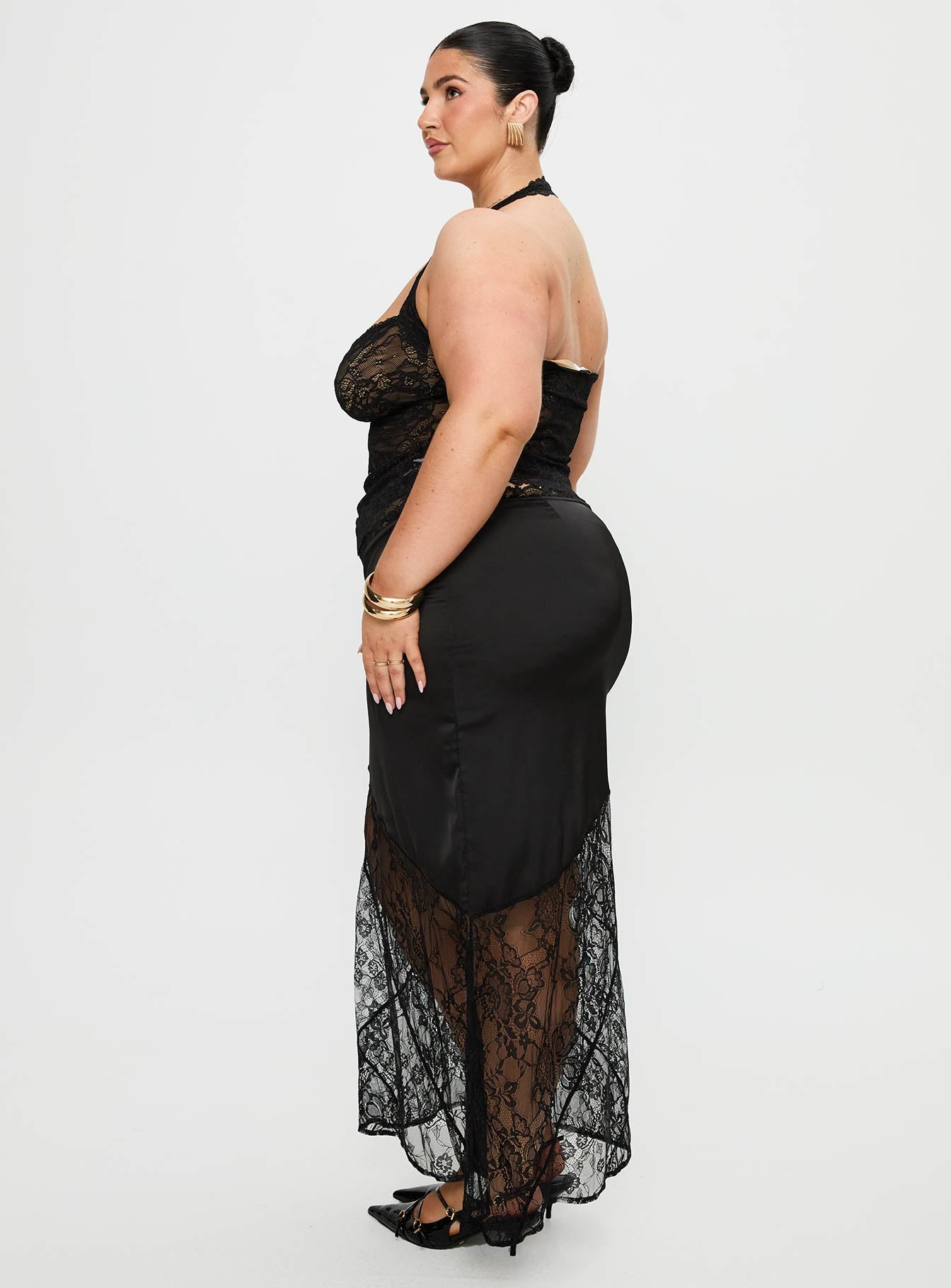 Castelli Lace Maxi Skirt Black Curve-Vipp Girl