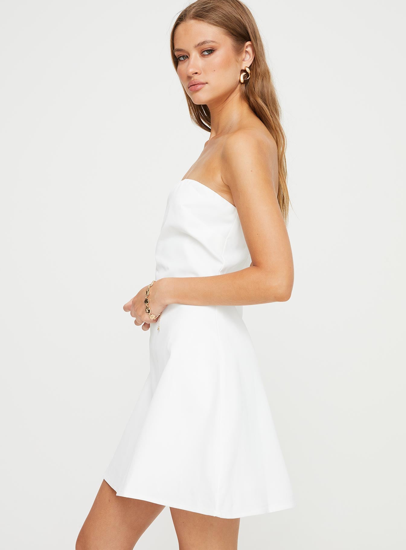 Ostro Strapless Mini Dress White-Vipp Girl