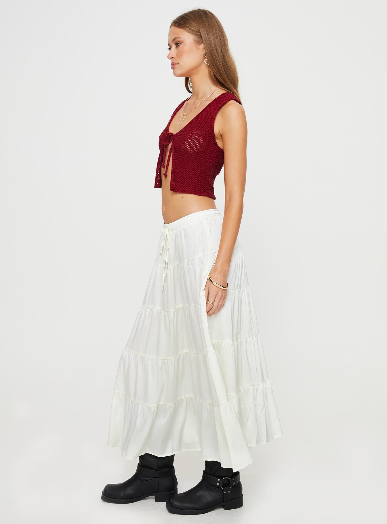 Keira Tiered Maxi Skirt Porcelain-Vipp Girl