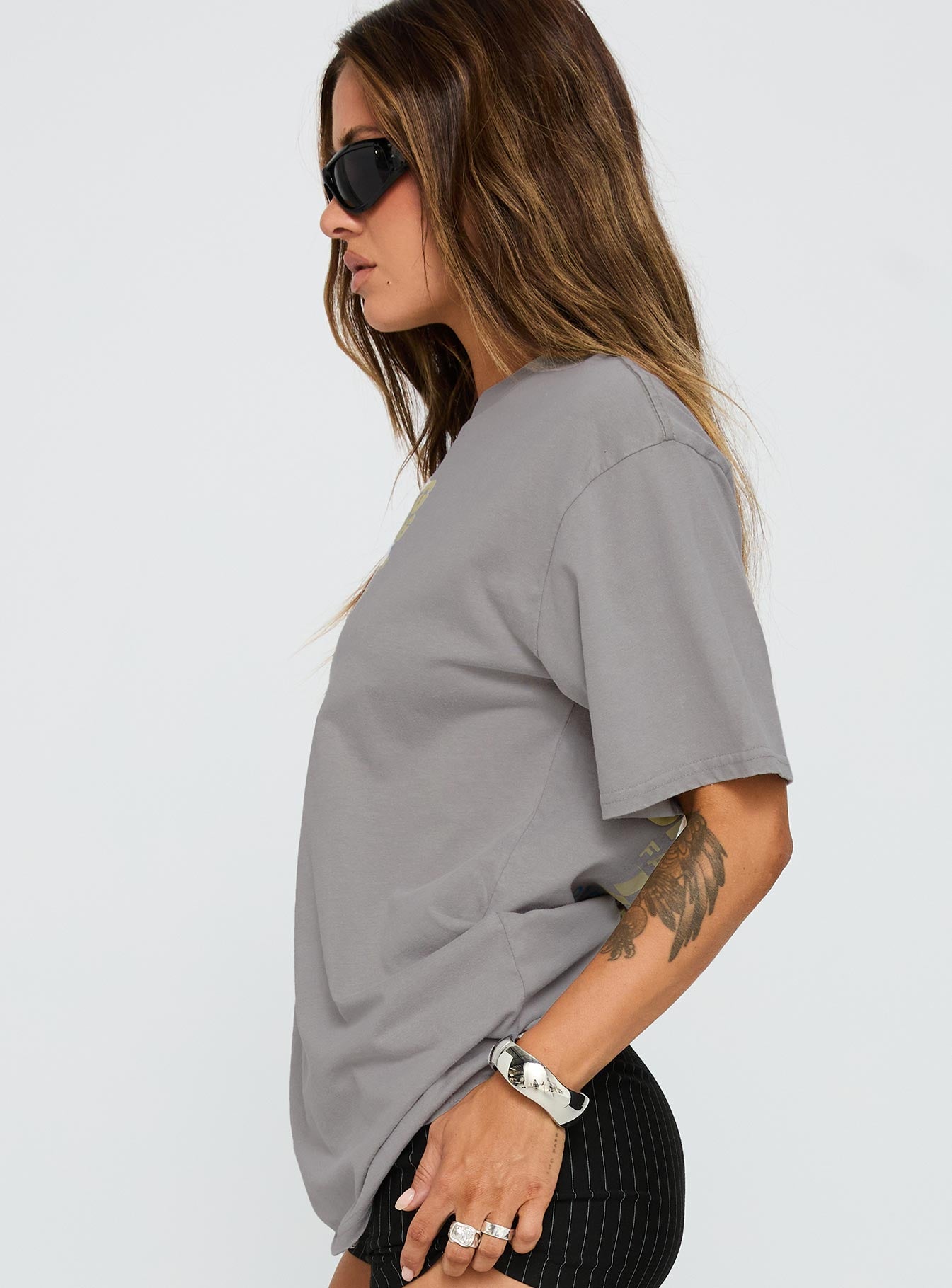 Dodge Racer Oversized Graphic Tee Grey-Vipp Girl