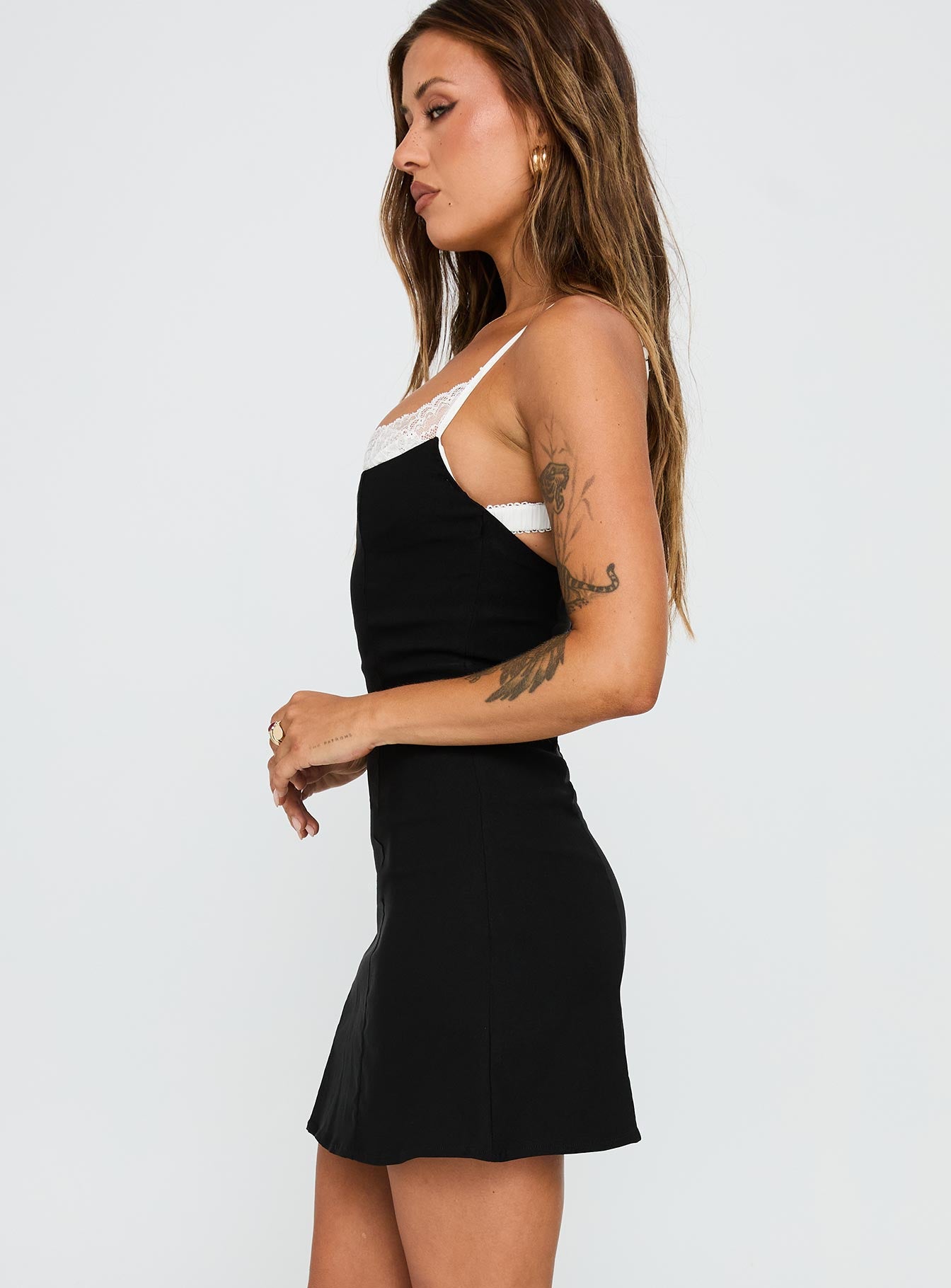 Renaissance Corset Lace Mini Dress Black / White-Vipp Girl