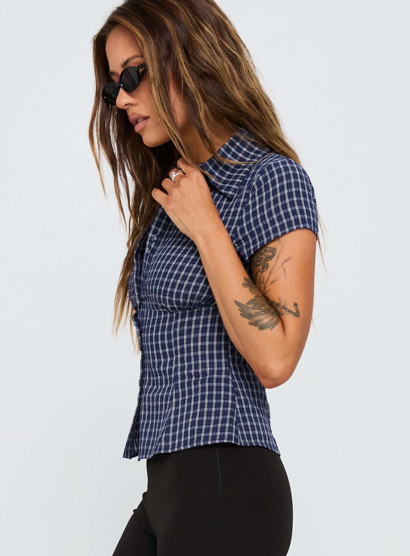 Cottesloe Blouse Top Navy Check-Vipp Girl