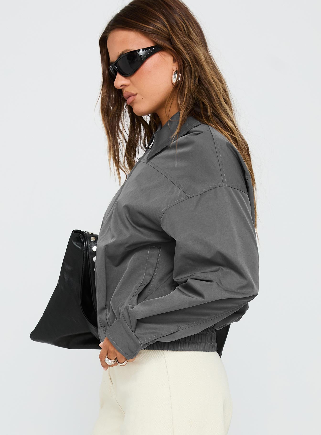 Call You Up Bomber Jacket Charcoal-Vipp Girl