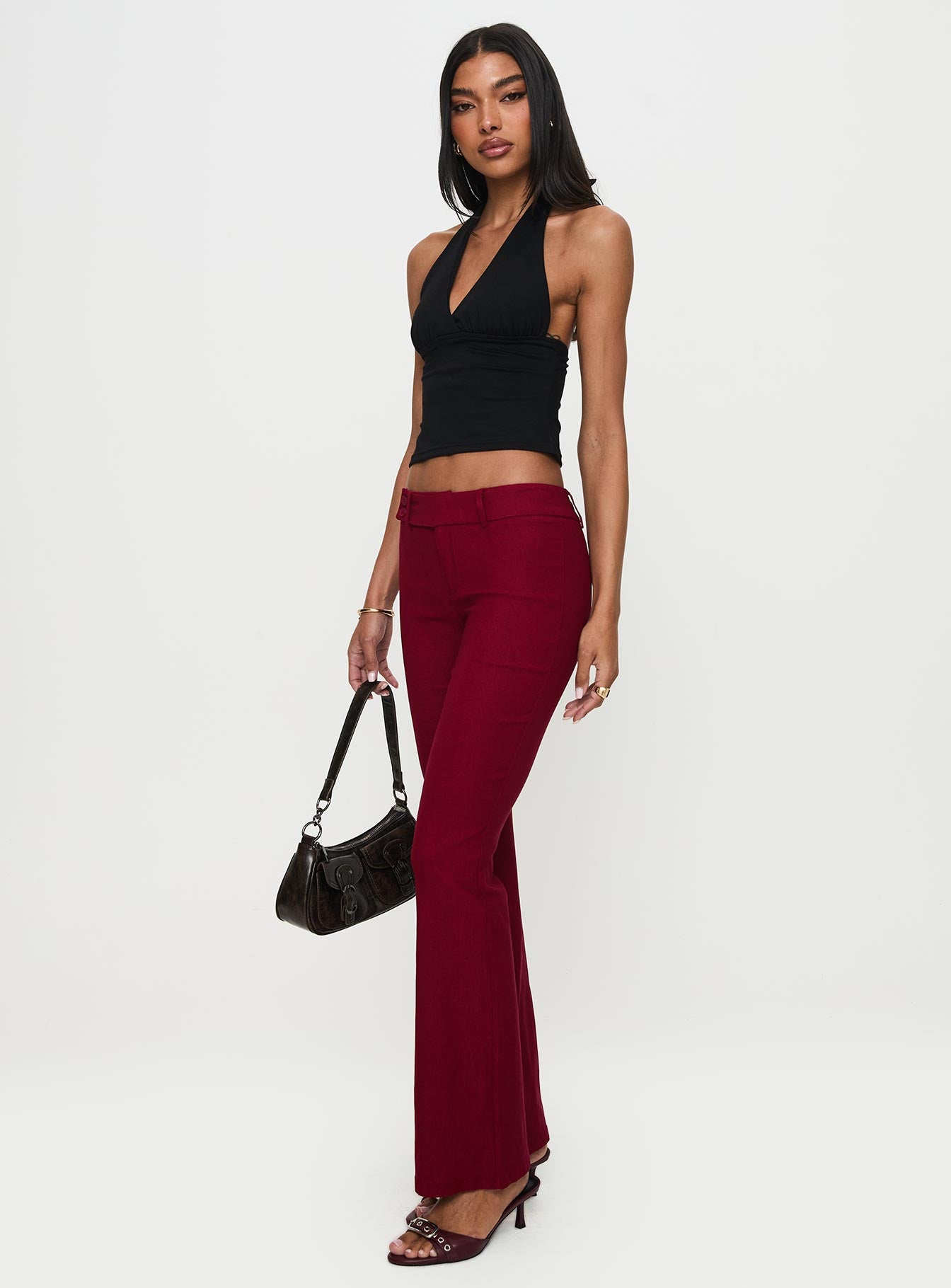 Kinkirk Flared Pants Burgundy-Vipp Girl