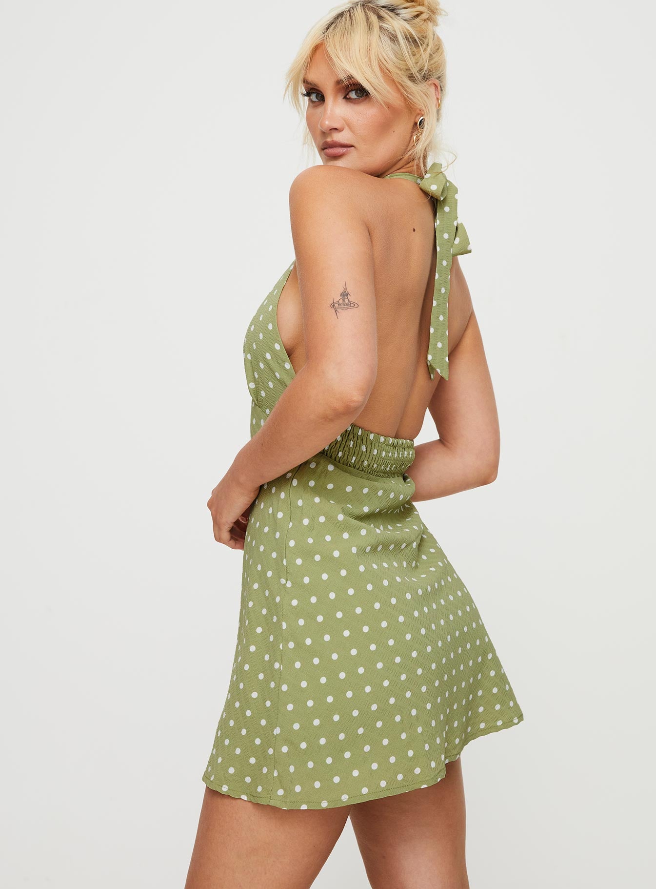 Kopra Halter Mini Dress Green-Vipp Girl