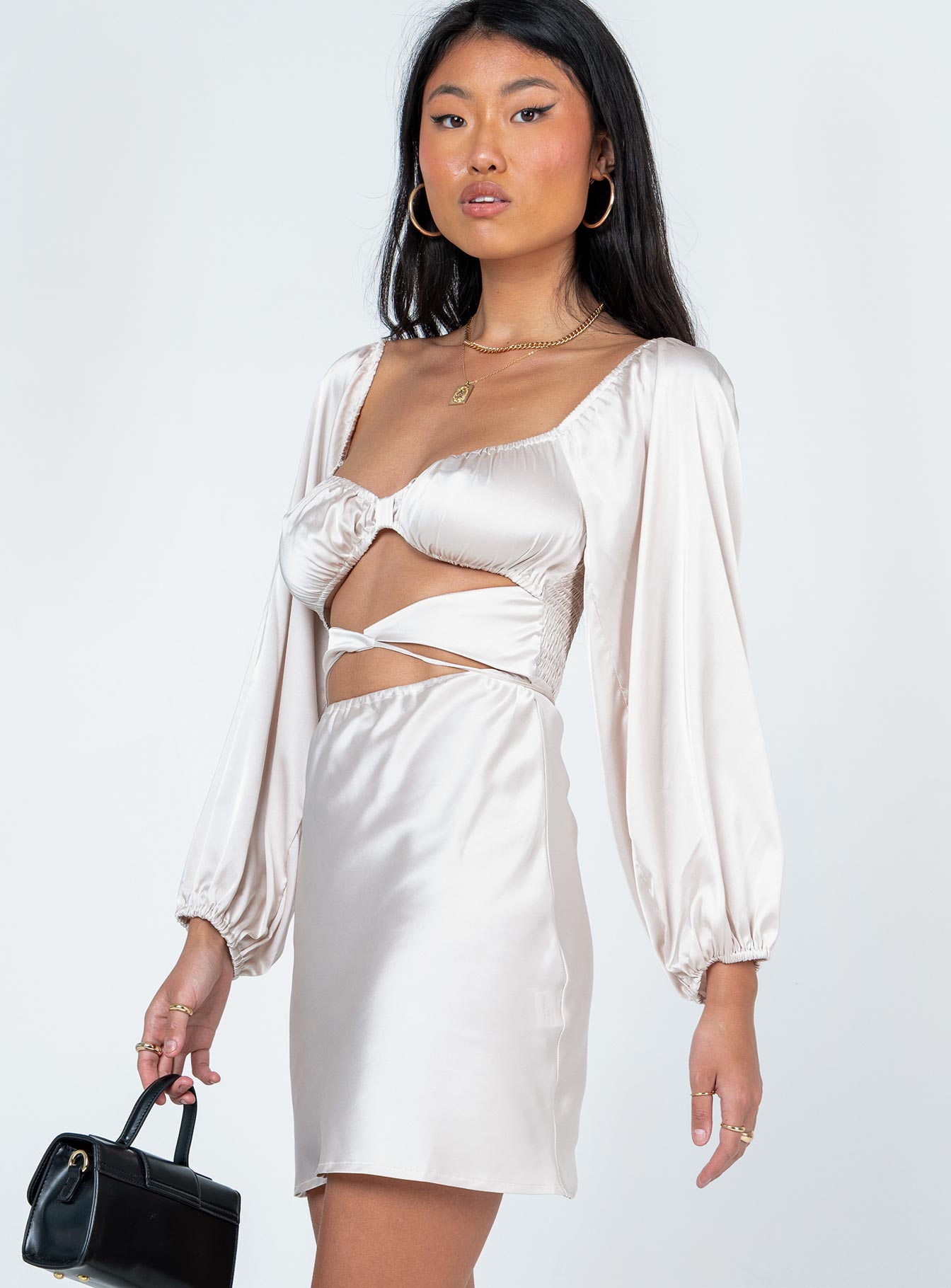 Nakita Long Sleeve Mini Dress Champagne-Vipp Girl