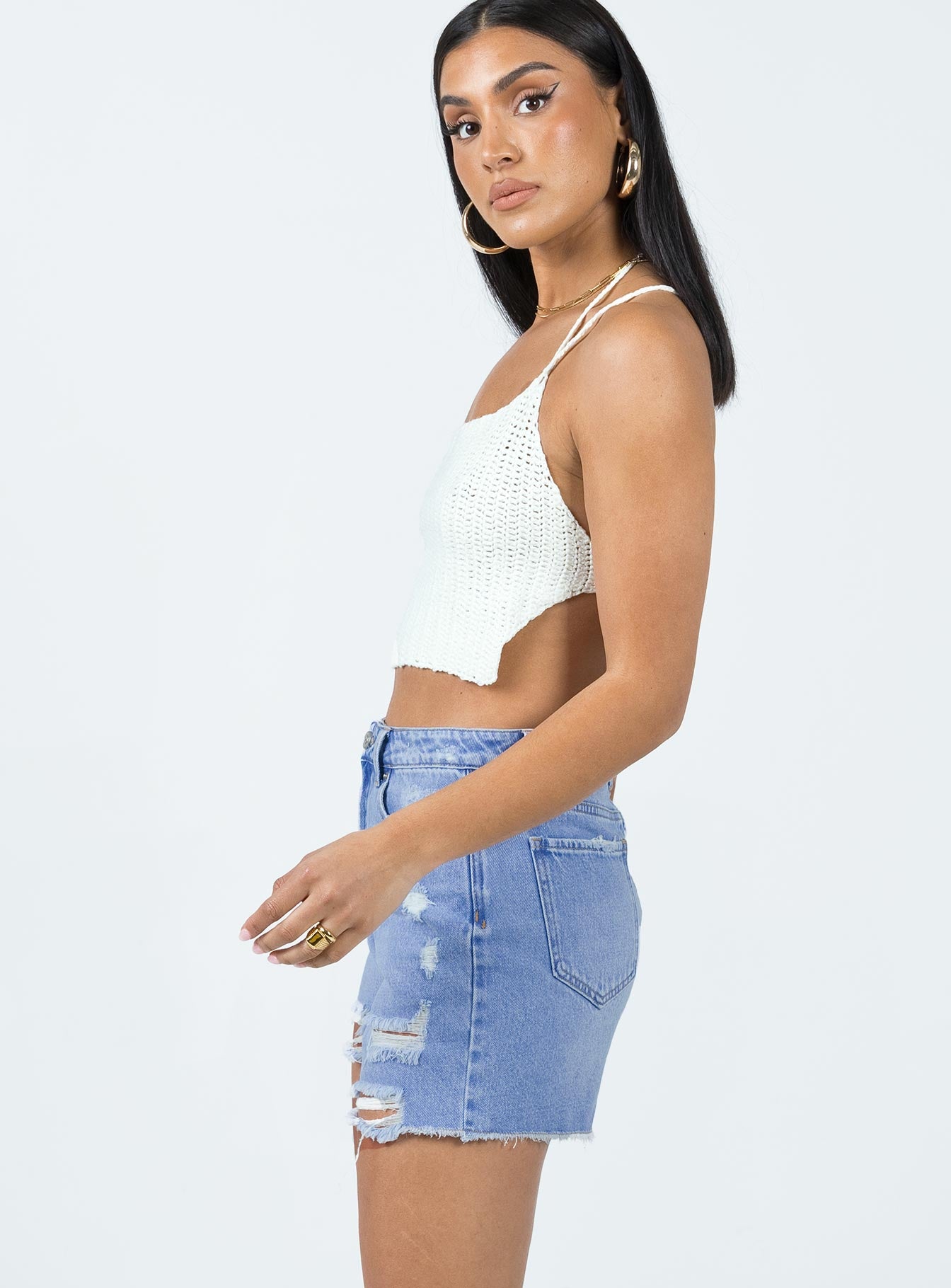 Cairo Ripped Denim Shorts Denim-Vipp Girl