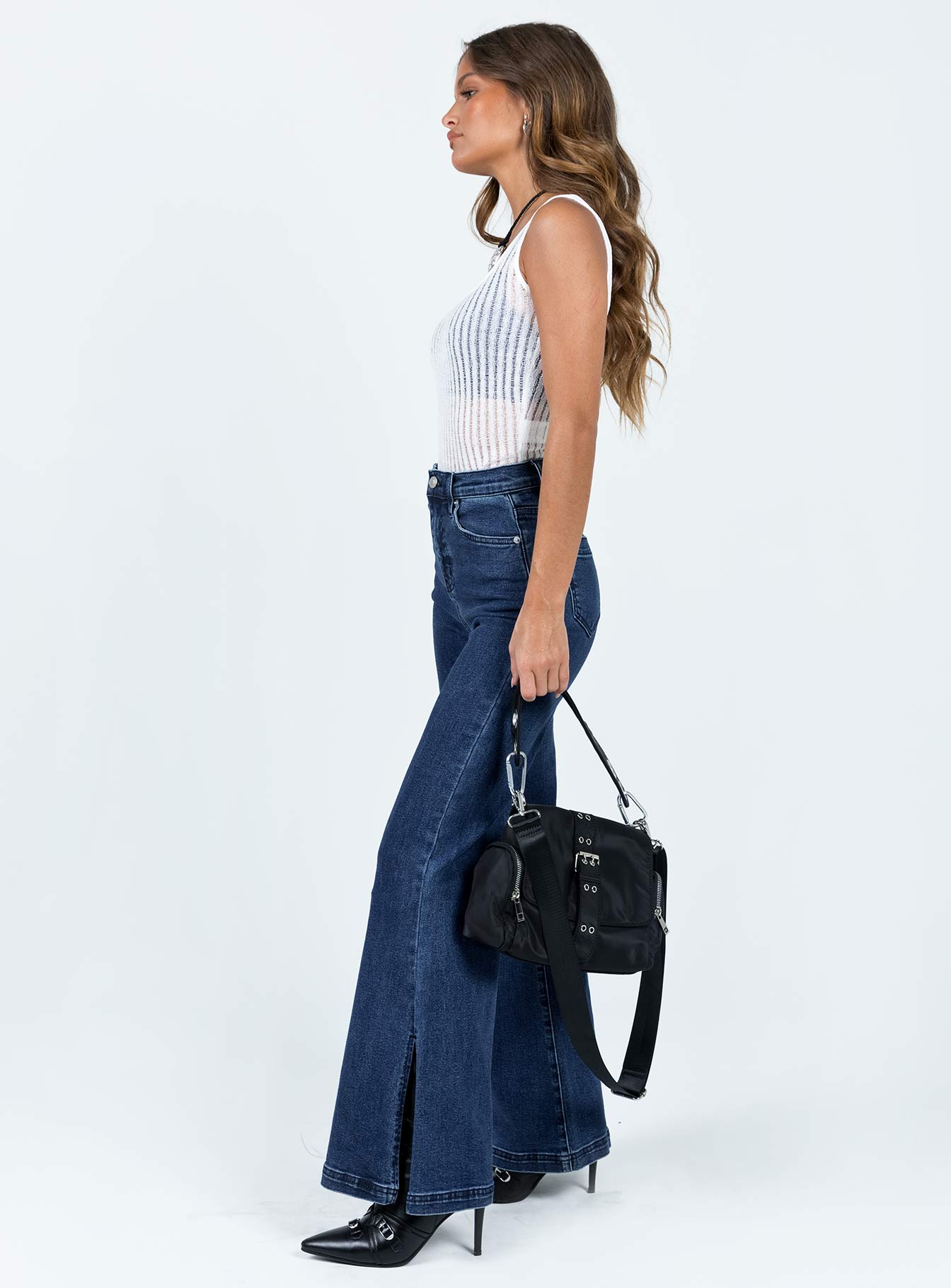 Nairana Split Hem Jeans Dark Wash Denim-Vipp Girl