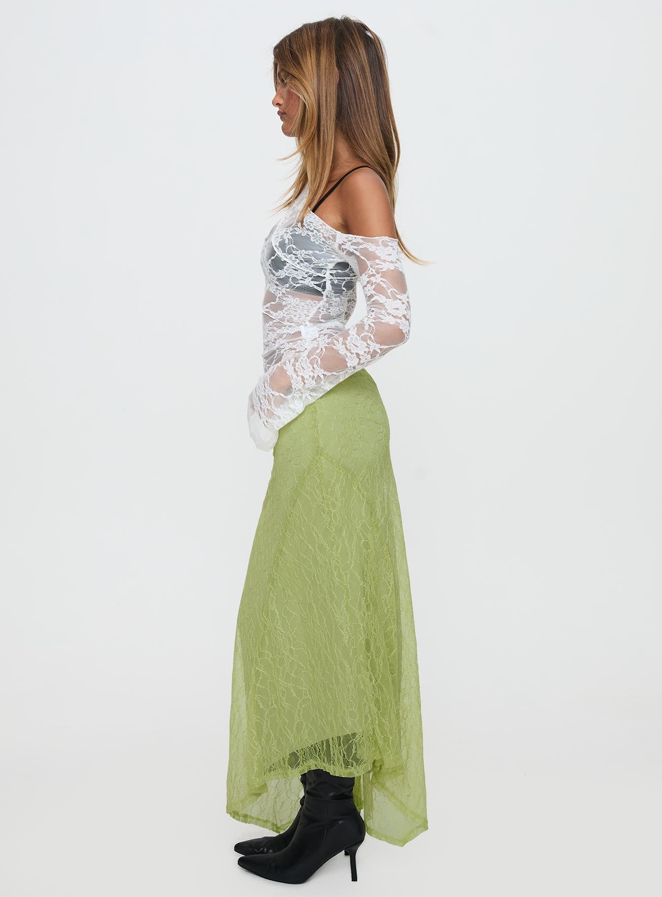Dreamcatcher Lace Maxi Skirt Green-Vipp Girl